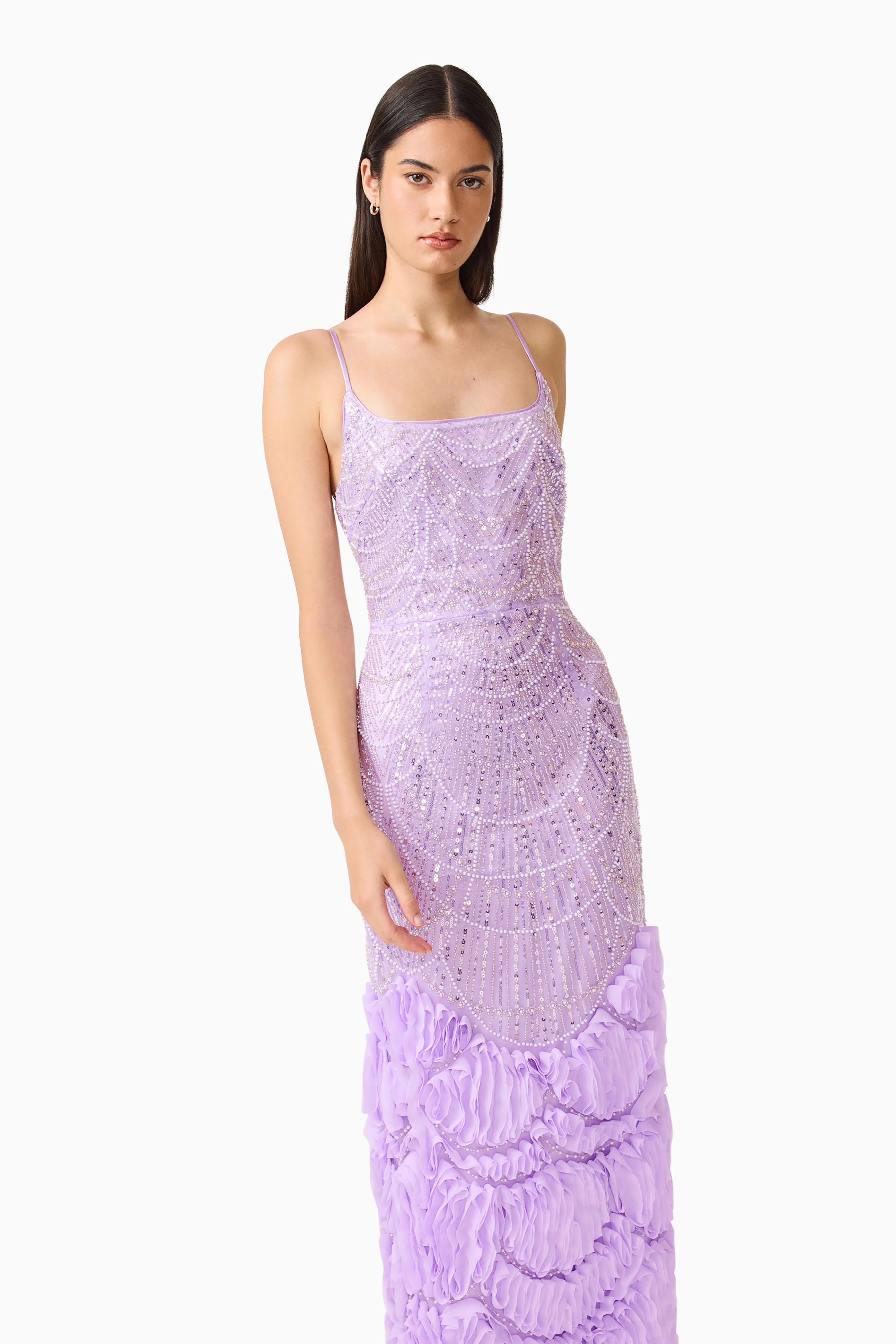Cerise Embellished Gown in Purple