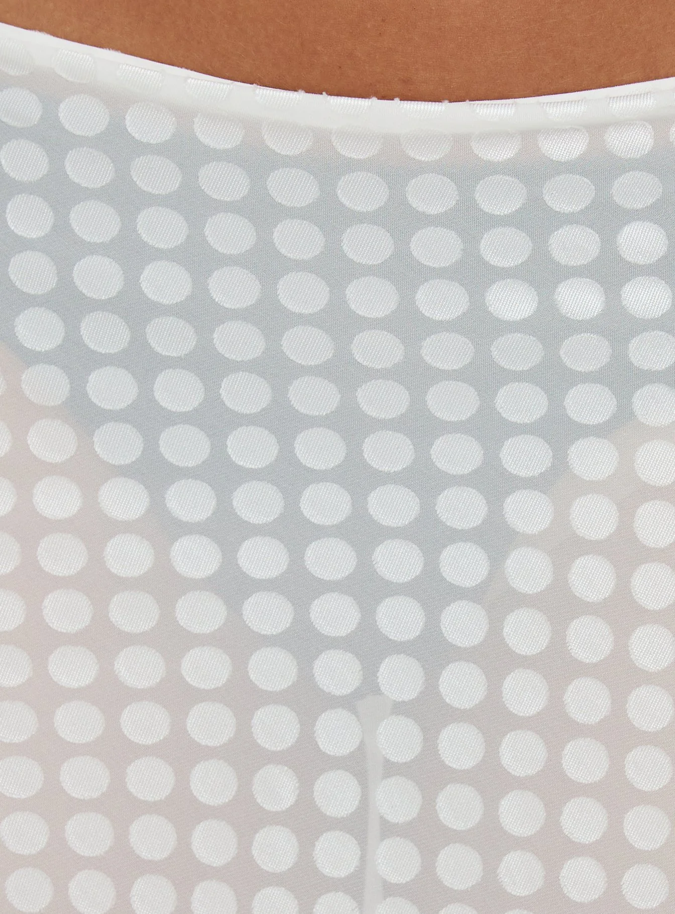 Evangela Sheer Midi Skirt White Polka Dot