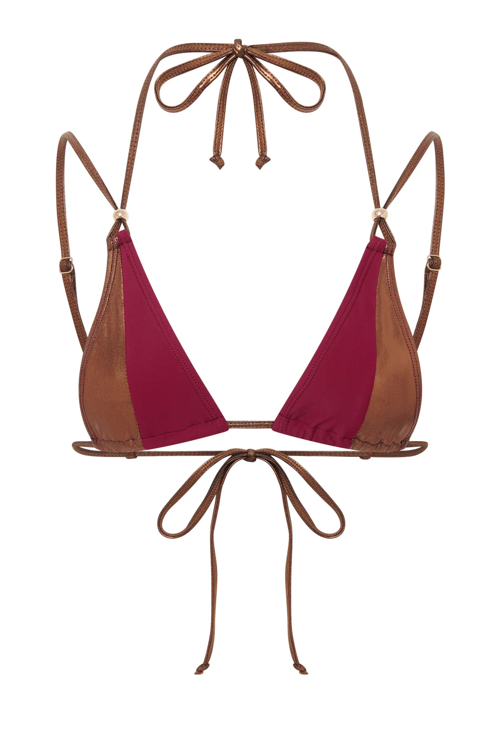 Luna Metallic Triangle Bikini Top - luluinthesky