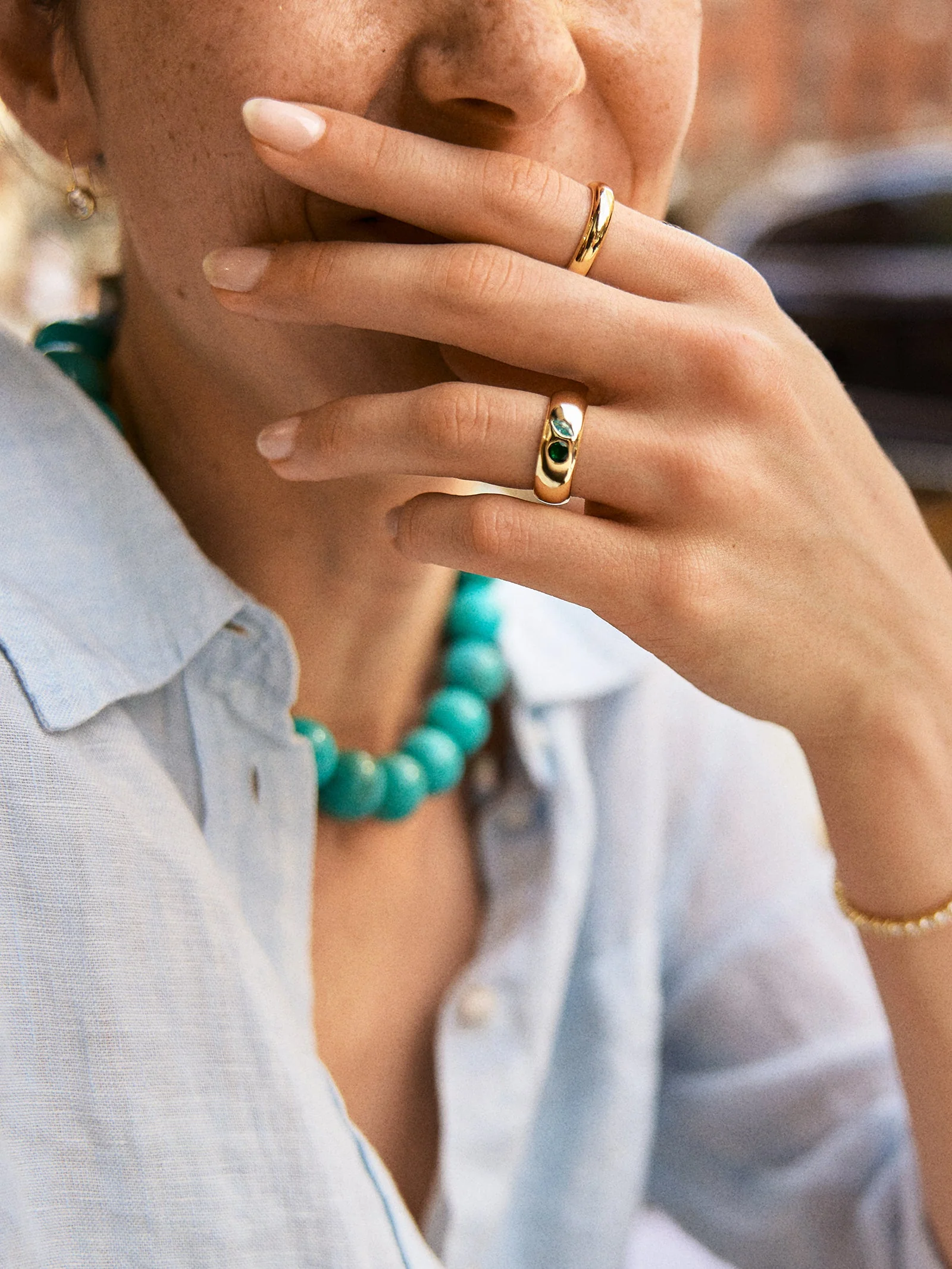 Multi-Stone Puffy Custom Birthstone Ring - Gold