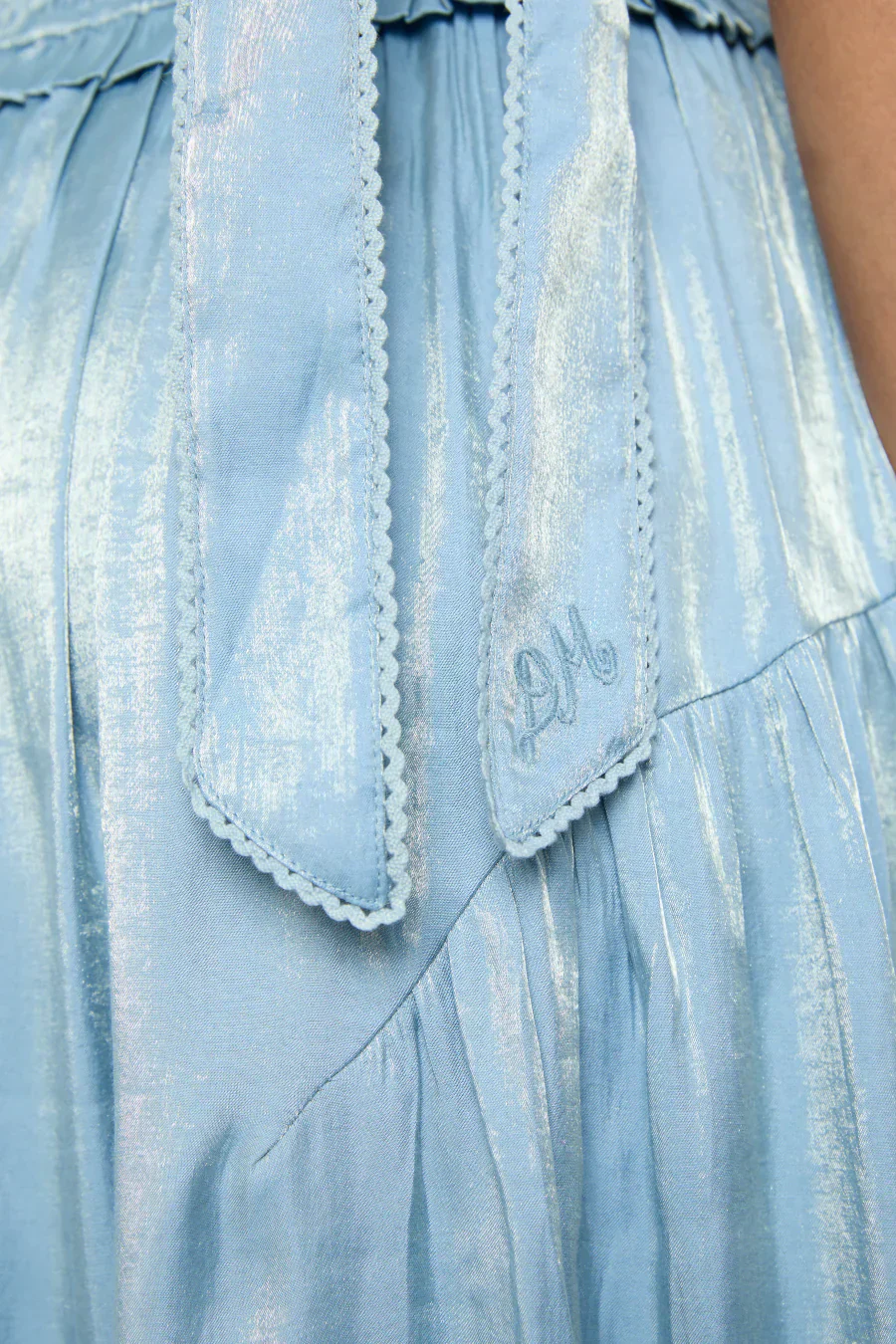tish midi dress - blue glass satin