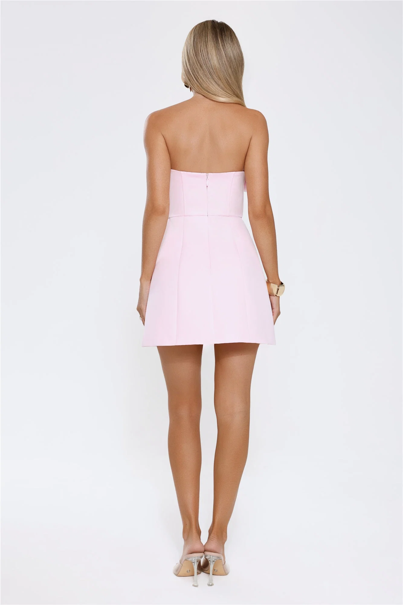 Rosette Strapless Mini Dress Pink - luluinthesky