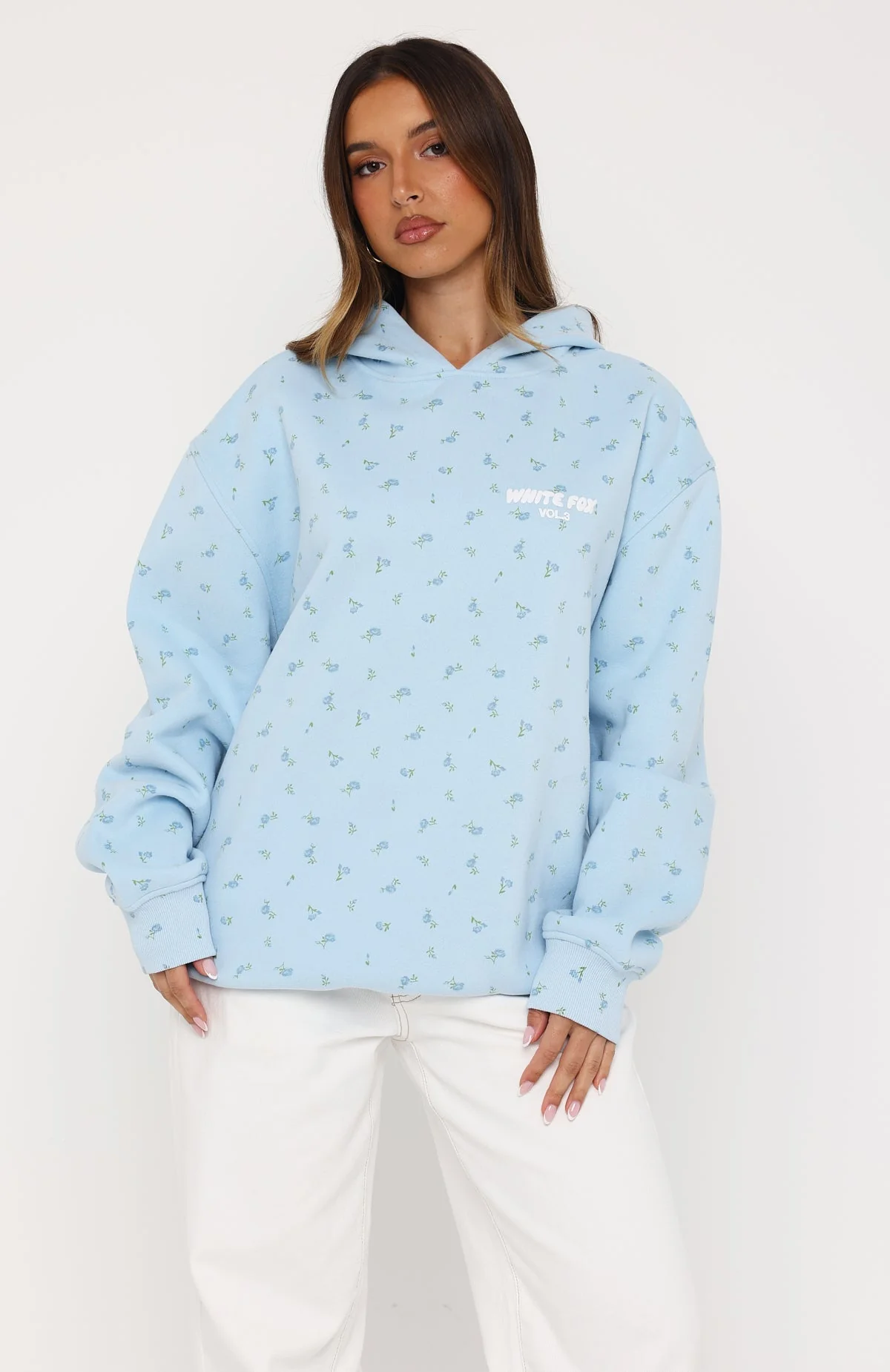 Offstage Printed Oversized Hoodie Blue Ditsy