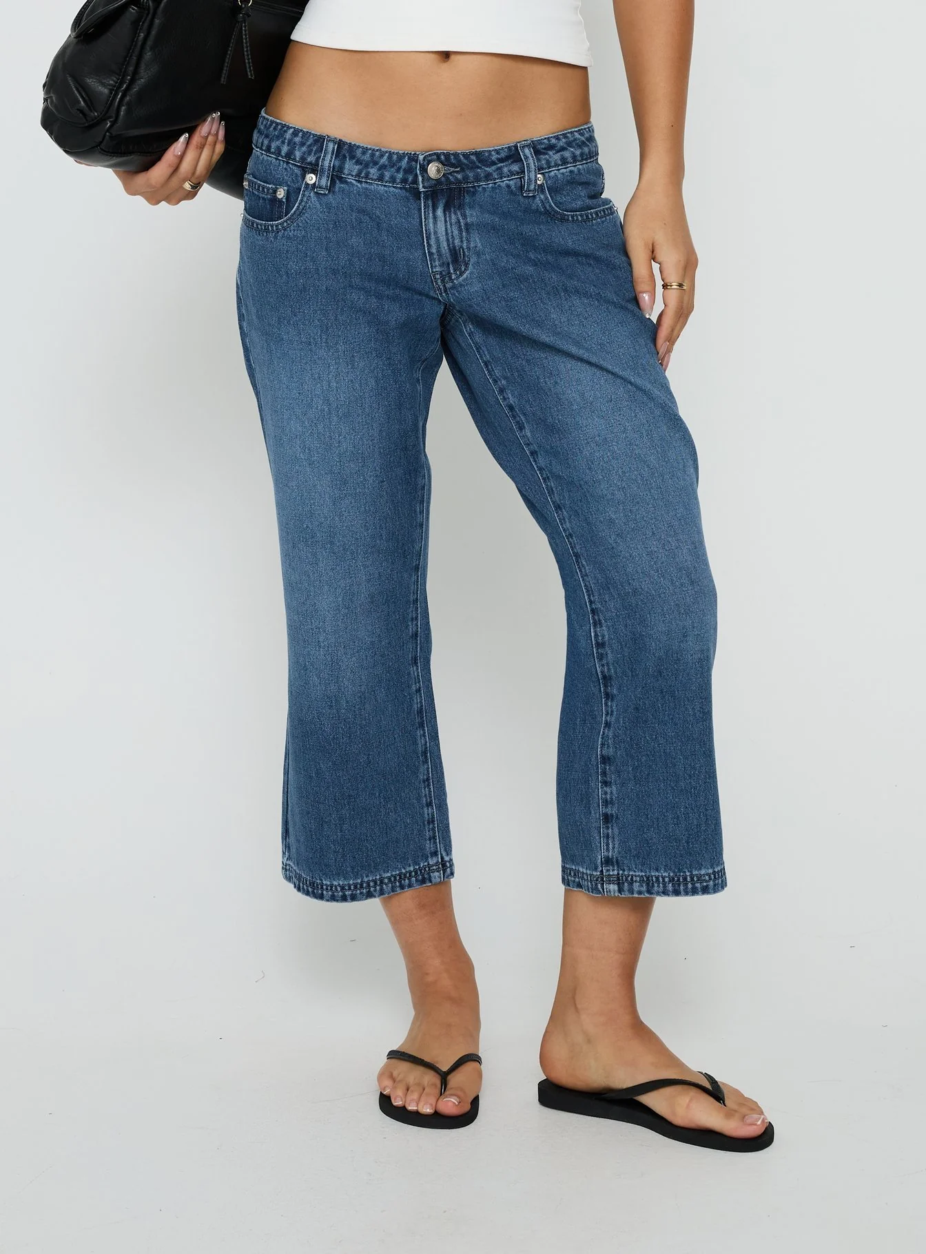 Hierarchy Low Rise 3/4 Length Jeans Mid Wash