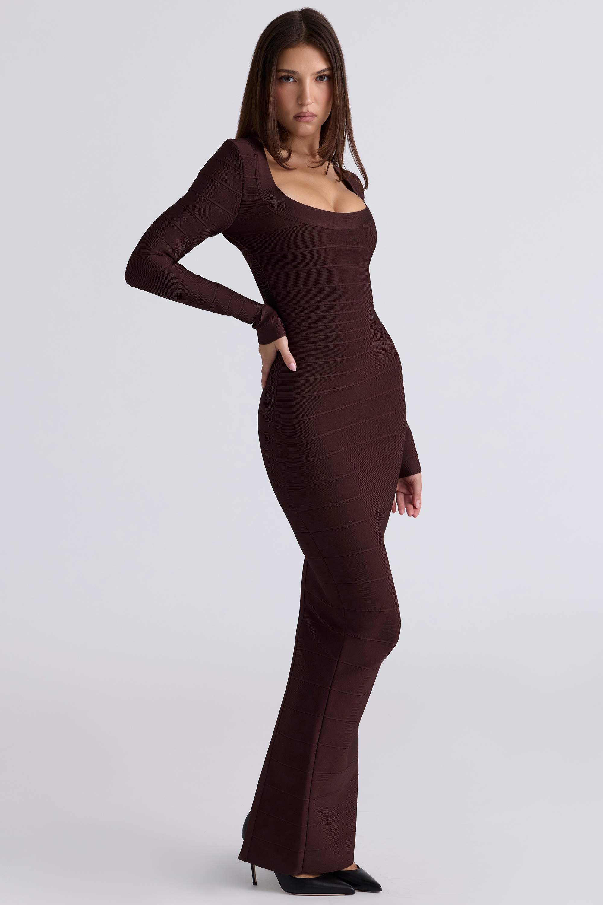 Chocolat Long Sleeve Bandage Maxi Dress