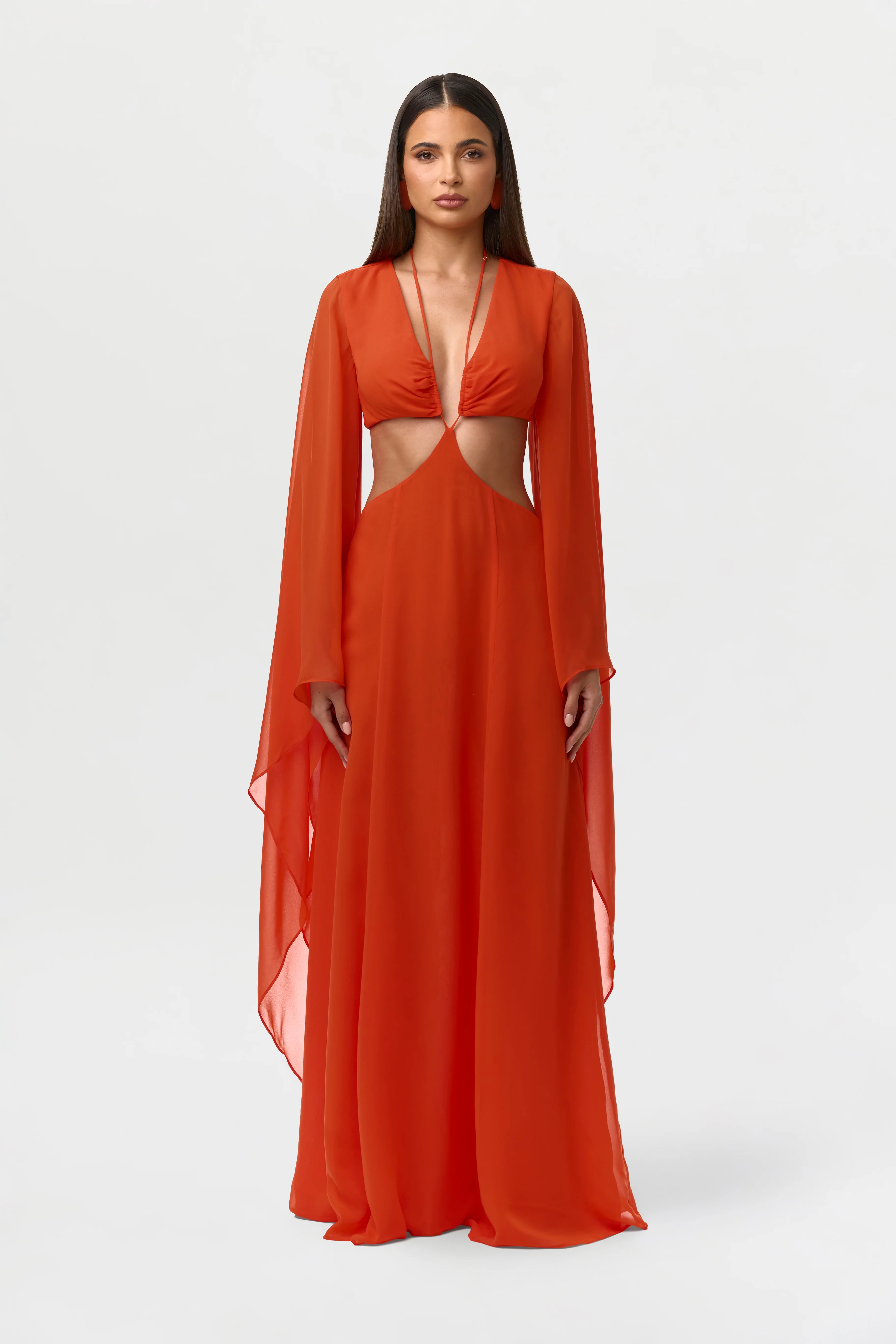 Chiffon Cutout Maxi Dress