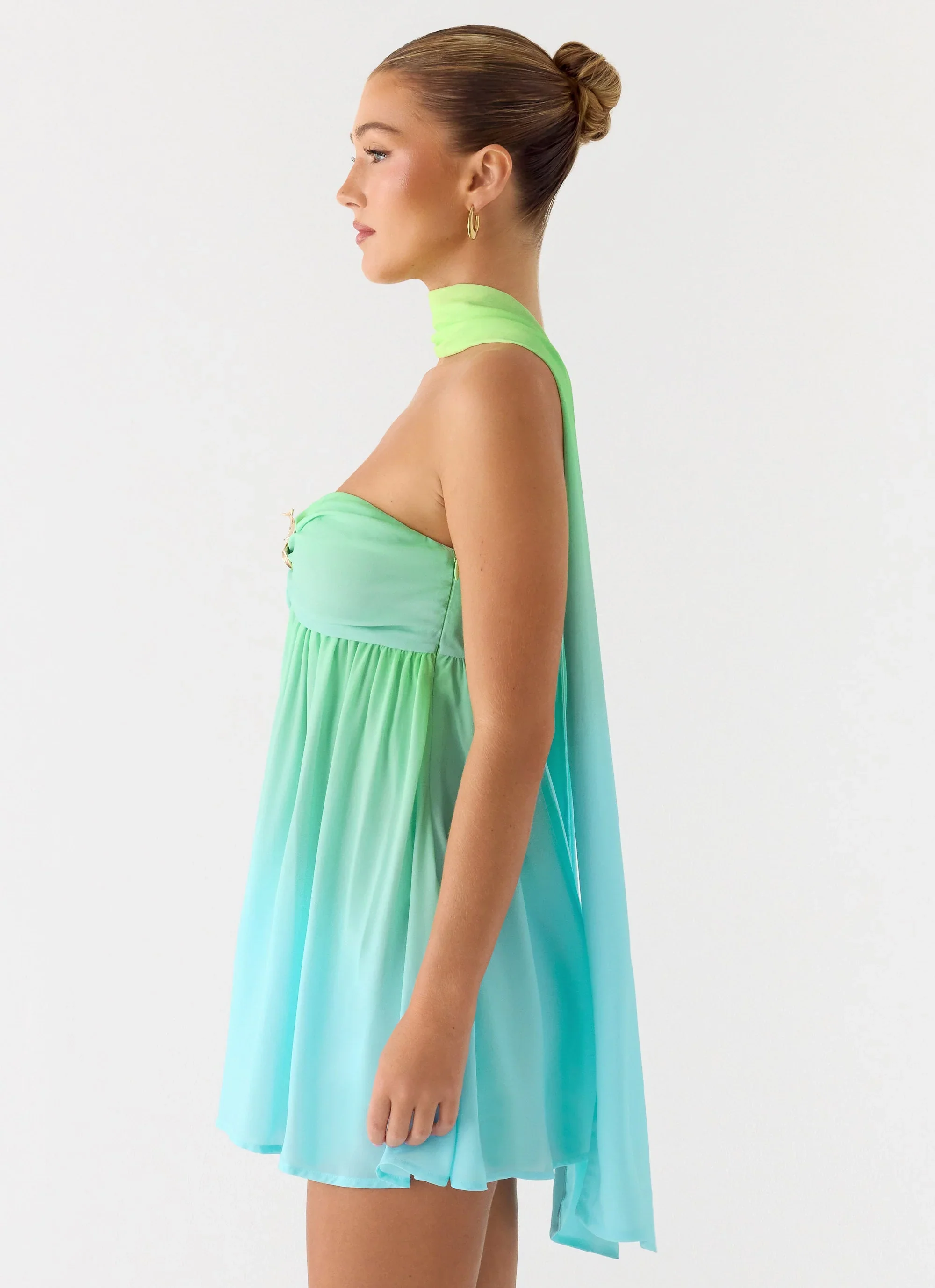 Calantha Scarf Mini Dress - Sea Ombre