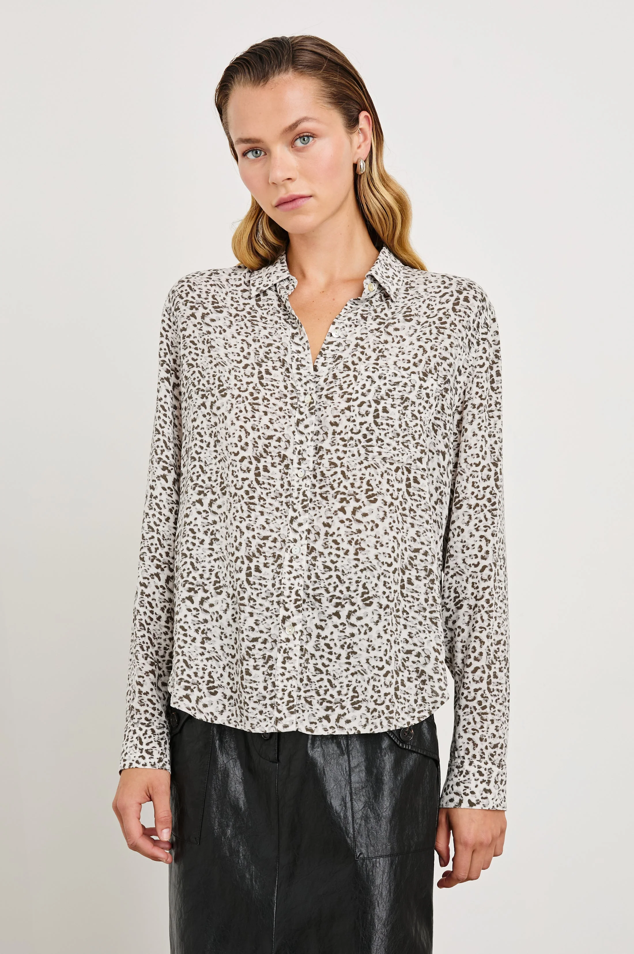Josephine Shirt - Charcoal Watercolor Cheetah