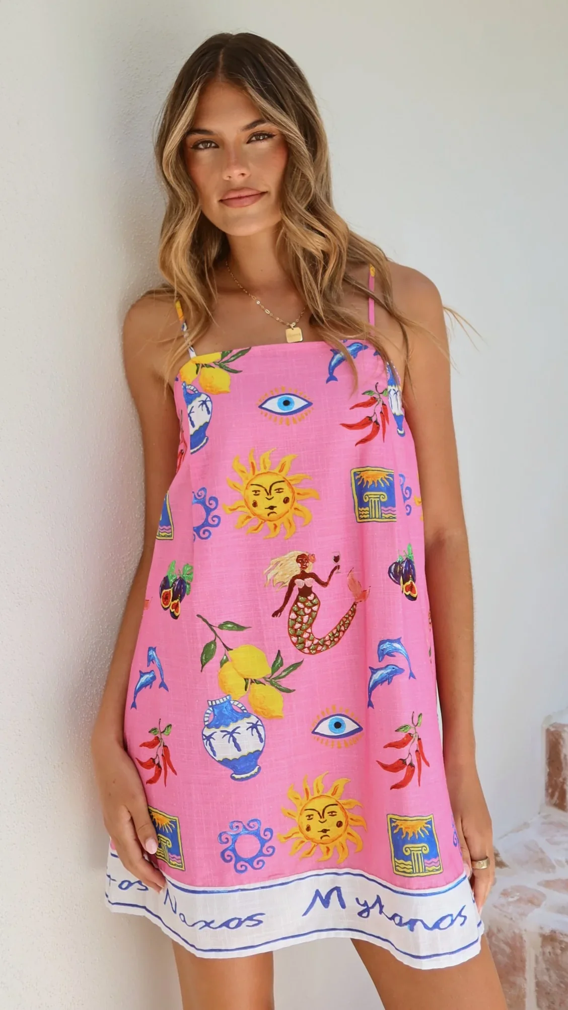 Bethani Mini Dress - Greek Island Print