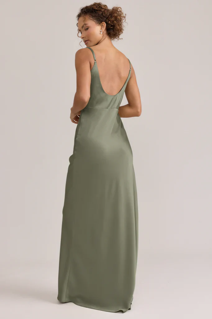 Ellapink Satin Dress | Ready To Ship | Moss