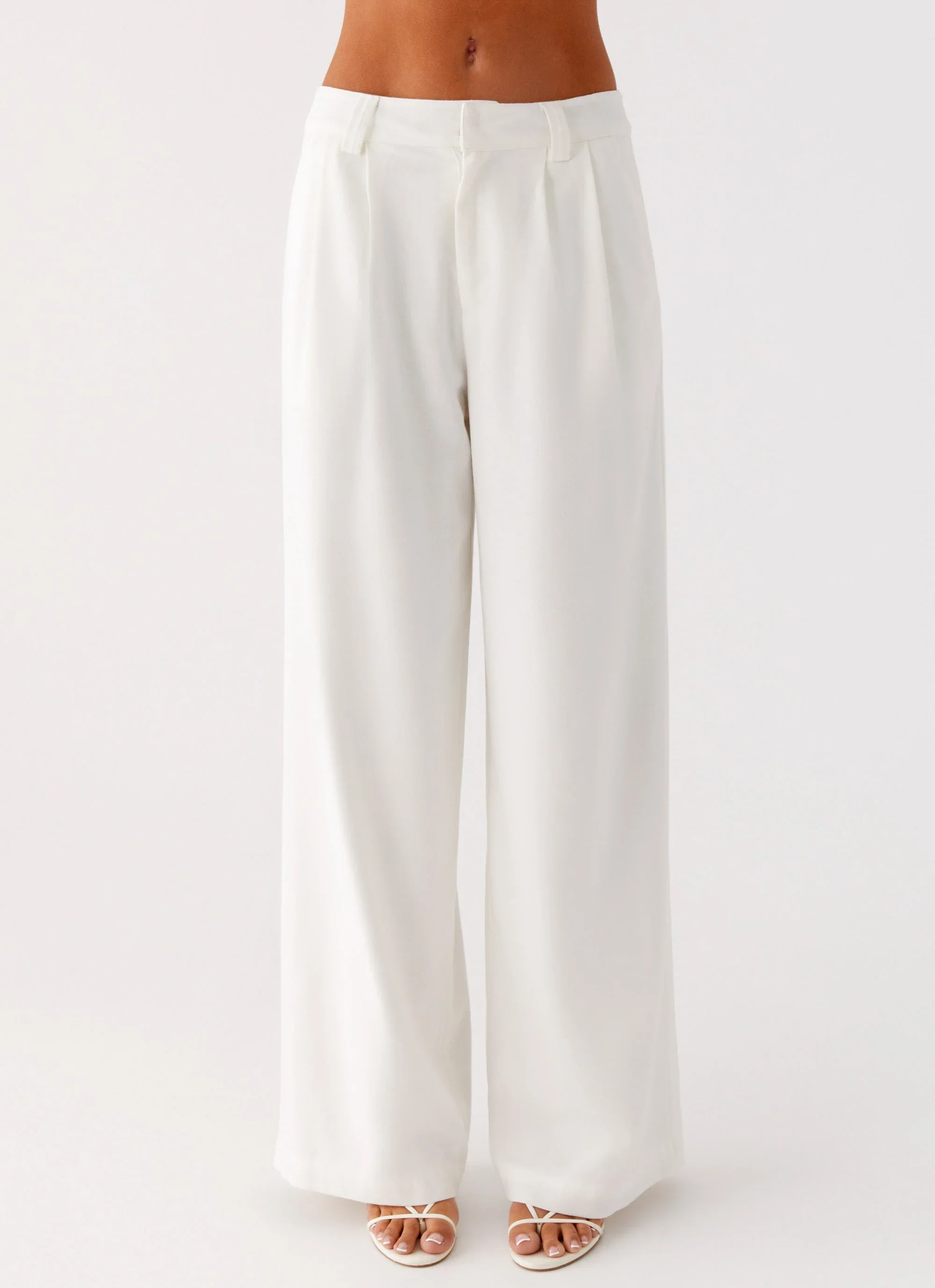 Delong Low Rise Linen Pants - White