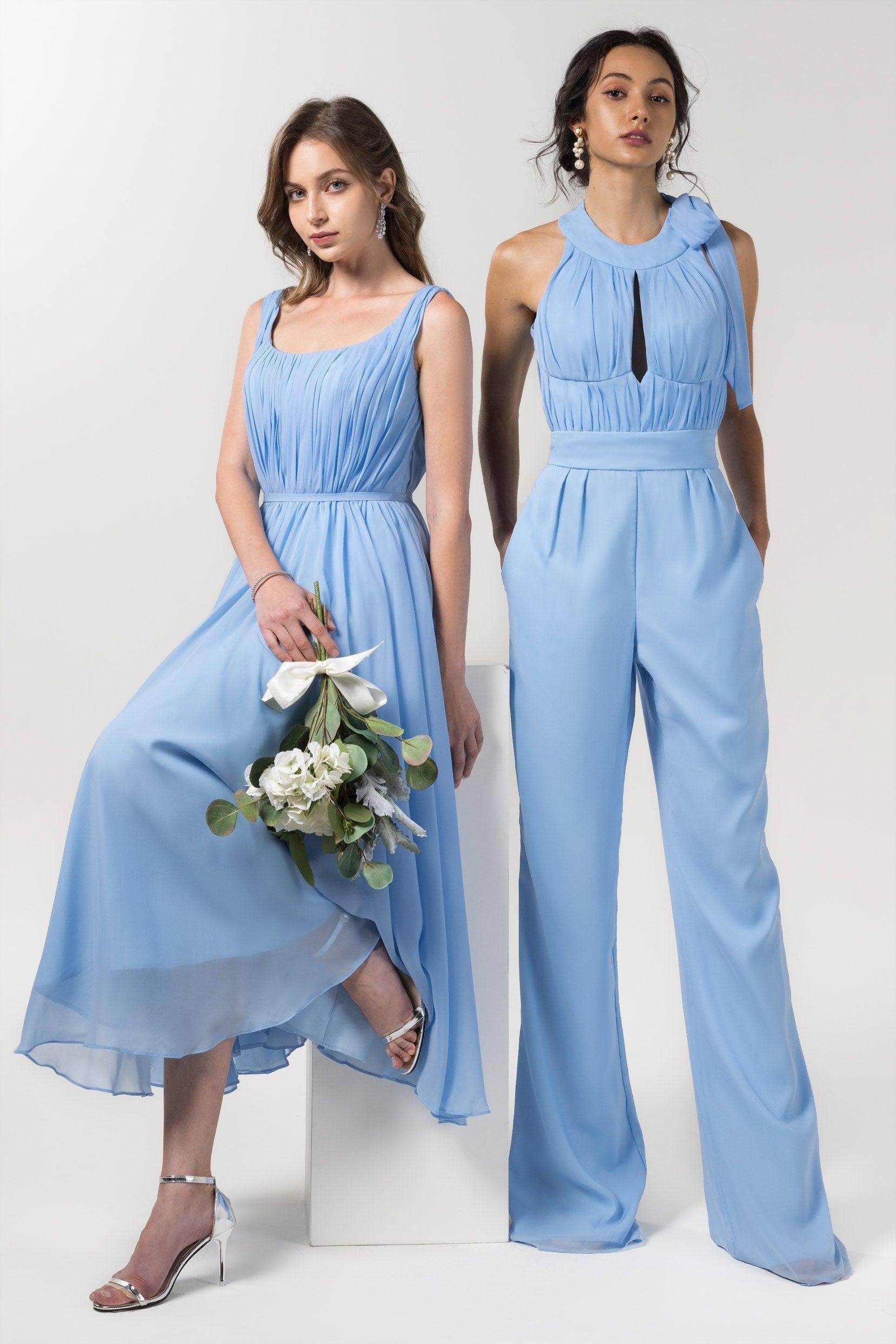 A-Line Tea Length Chiffon Bridesmaid Dress CB0555