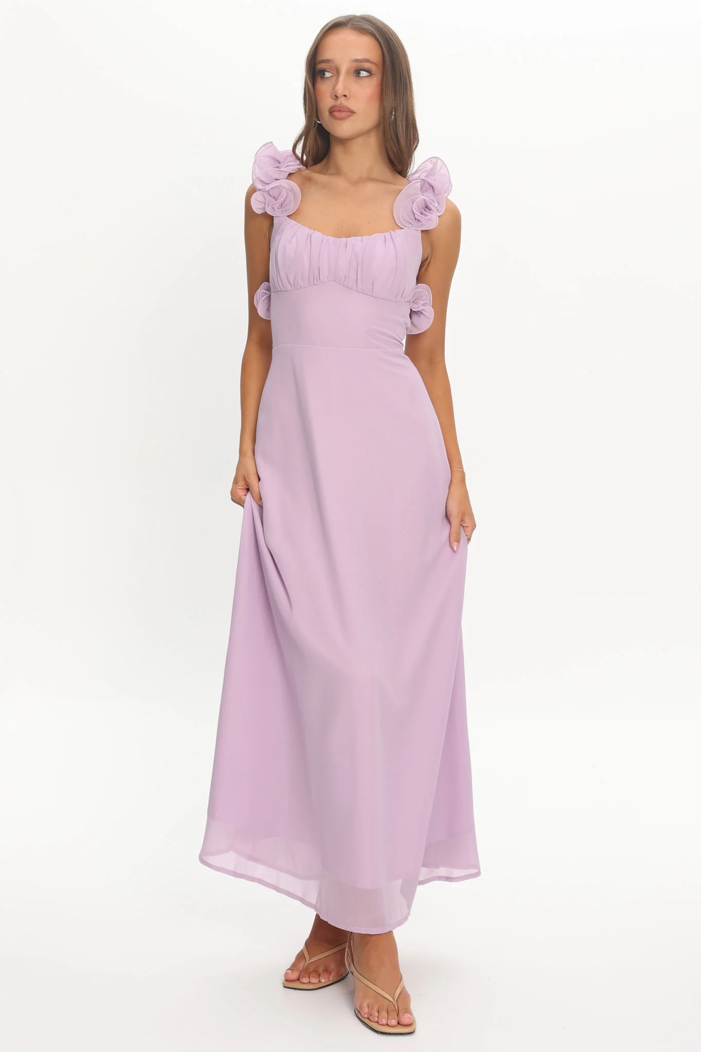 Eloquent Lace-Up Back Maxi Dress Lilac