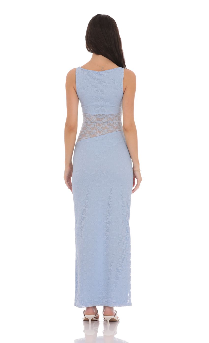 Cutout Lace Maxi Dress in Light Blue