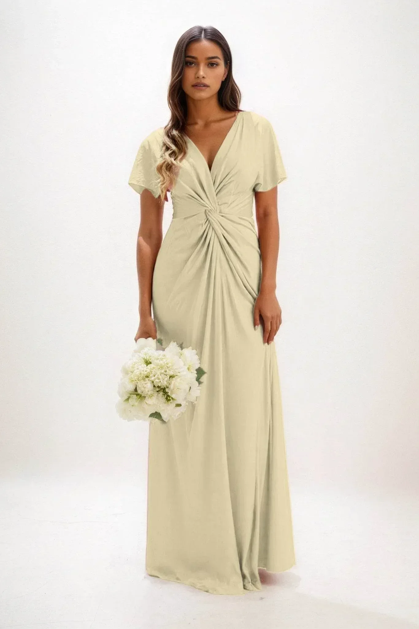 A-Line Maxi Luxe Satin Bridesmaid Dress CB0838