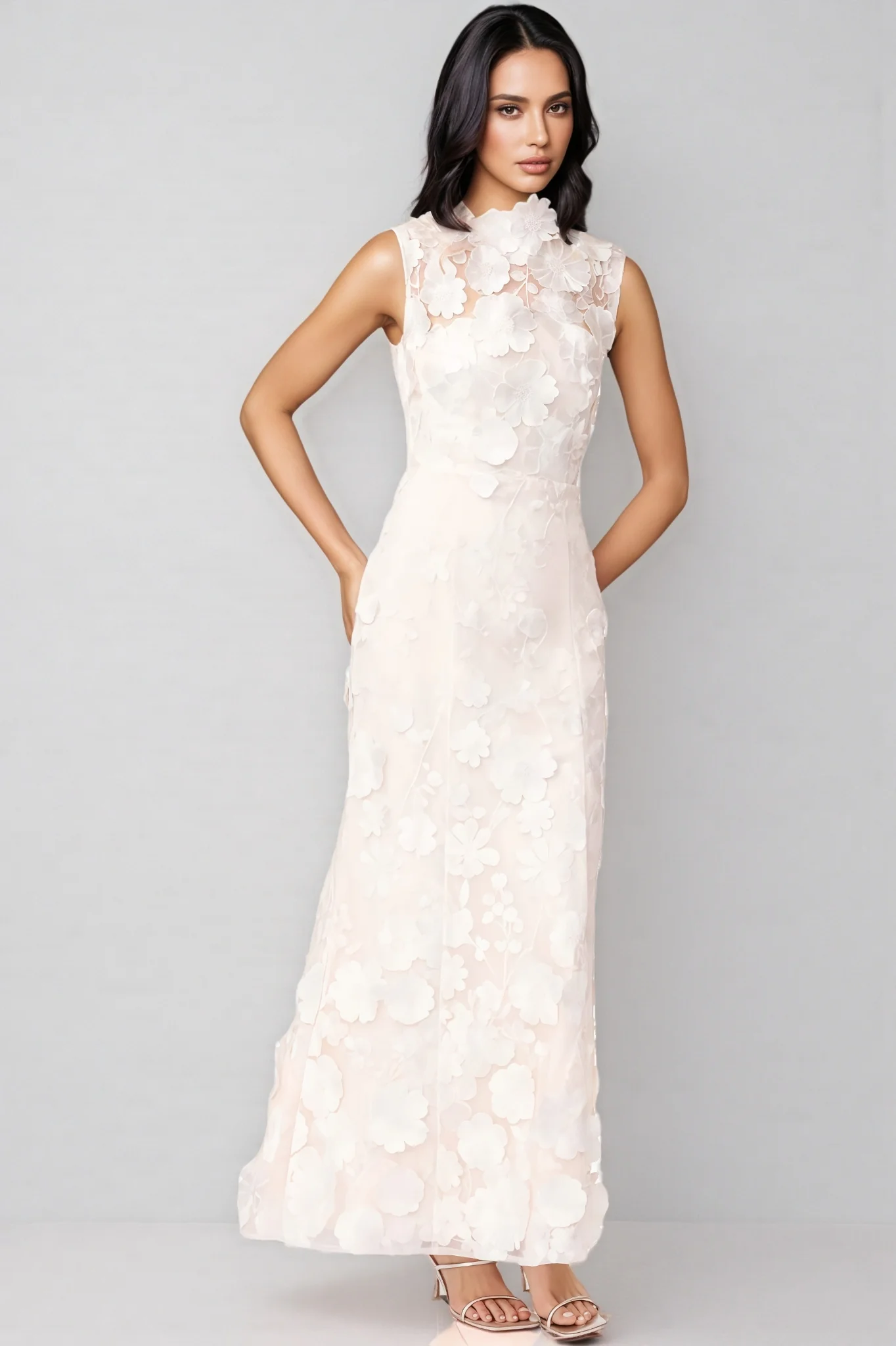 Jastet Embroidered 3D Floral Maxi Dress - luluinthesky