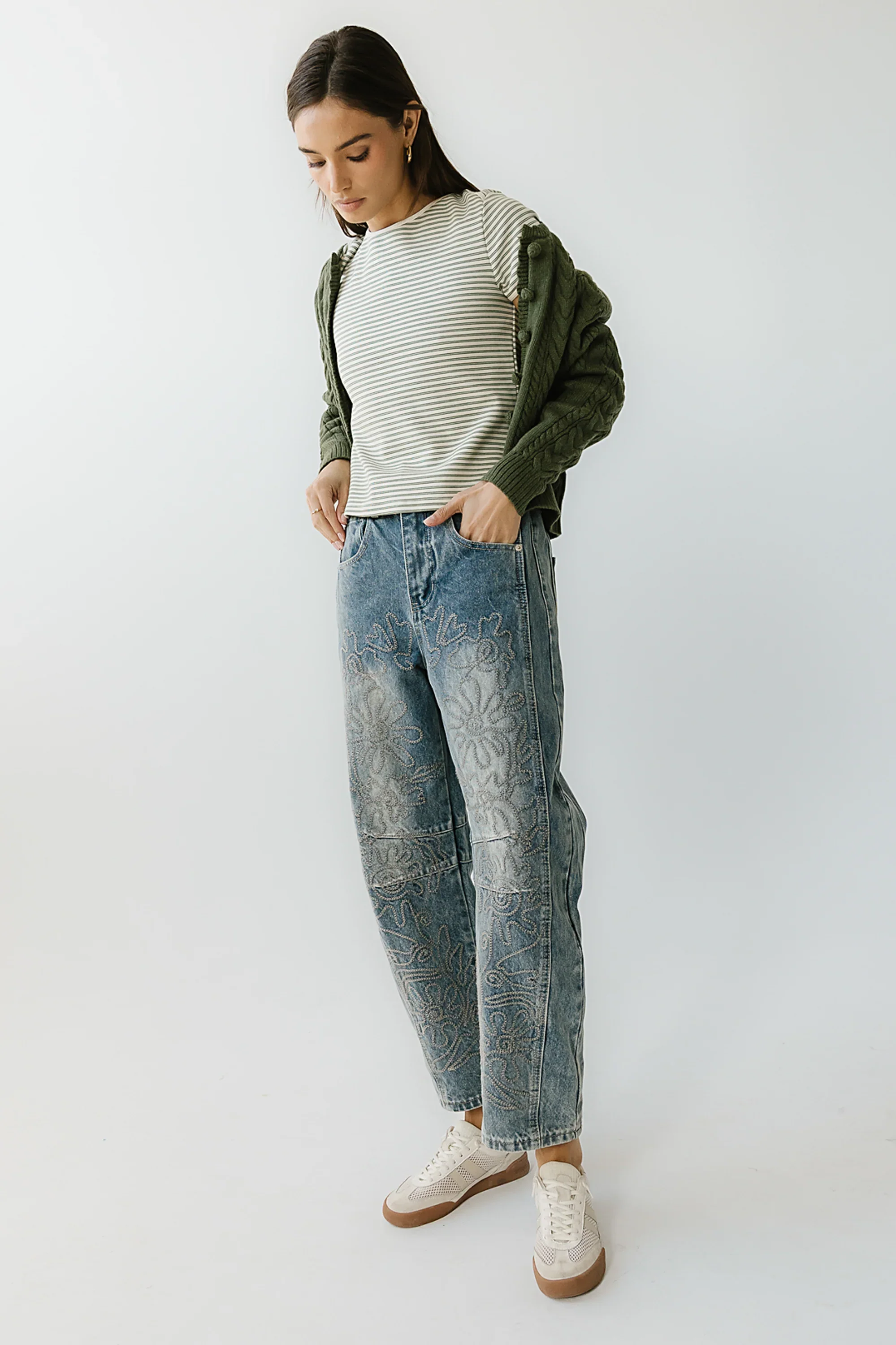 Marcie Striped Tee in Green
