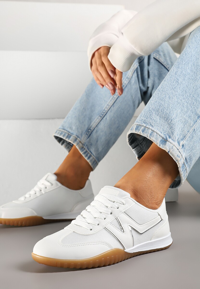 Białe Sneakersy Typu Klasyczne Tenisówki Zdobione Przeszyciami Elanioria