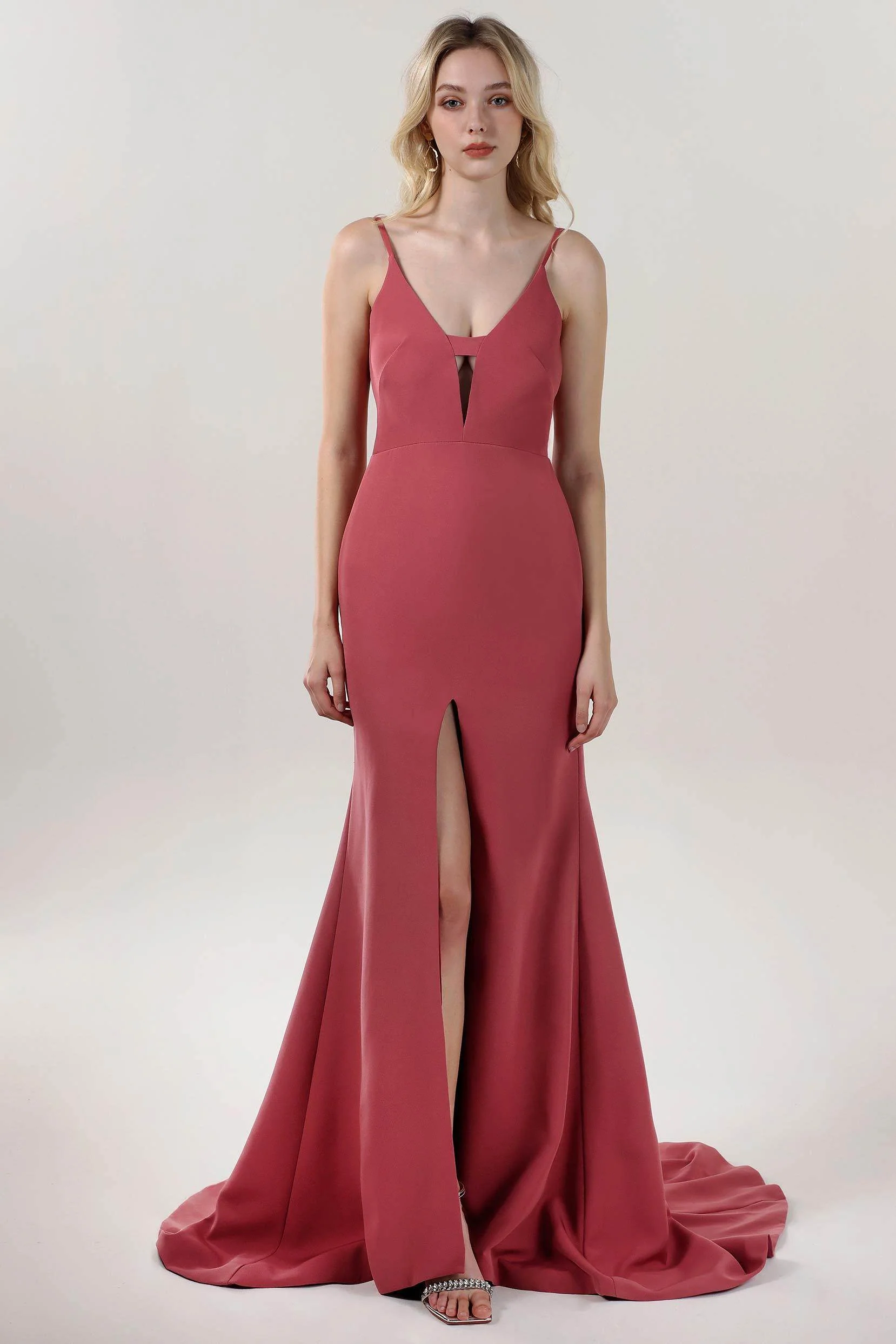 Mermaid Sweep-Brush Train Stretch Crepe Formal Dress CS0588