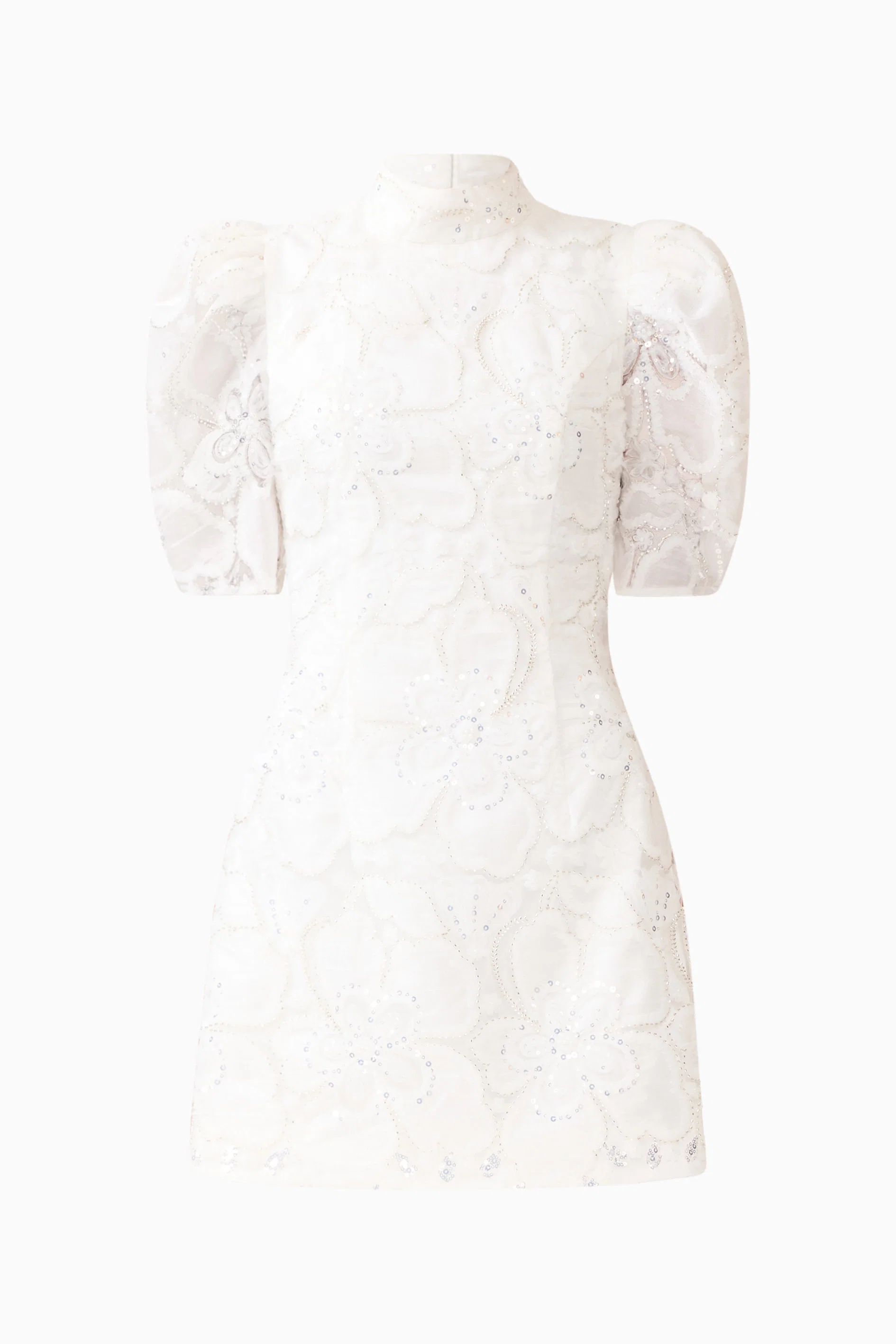 Elowen Floral Applique Mini Dress in White