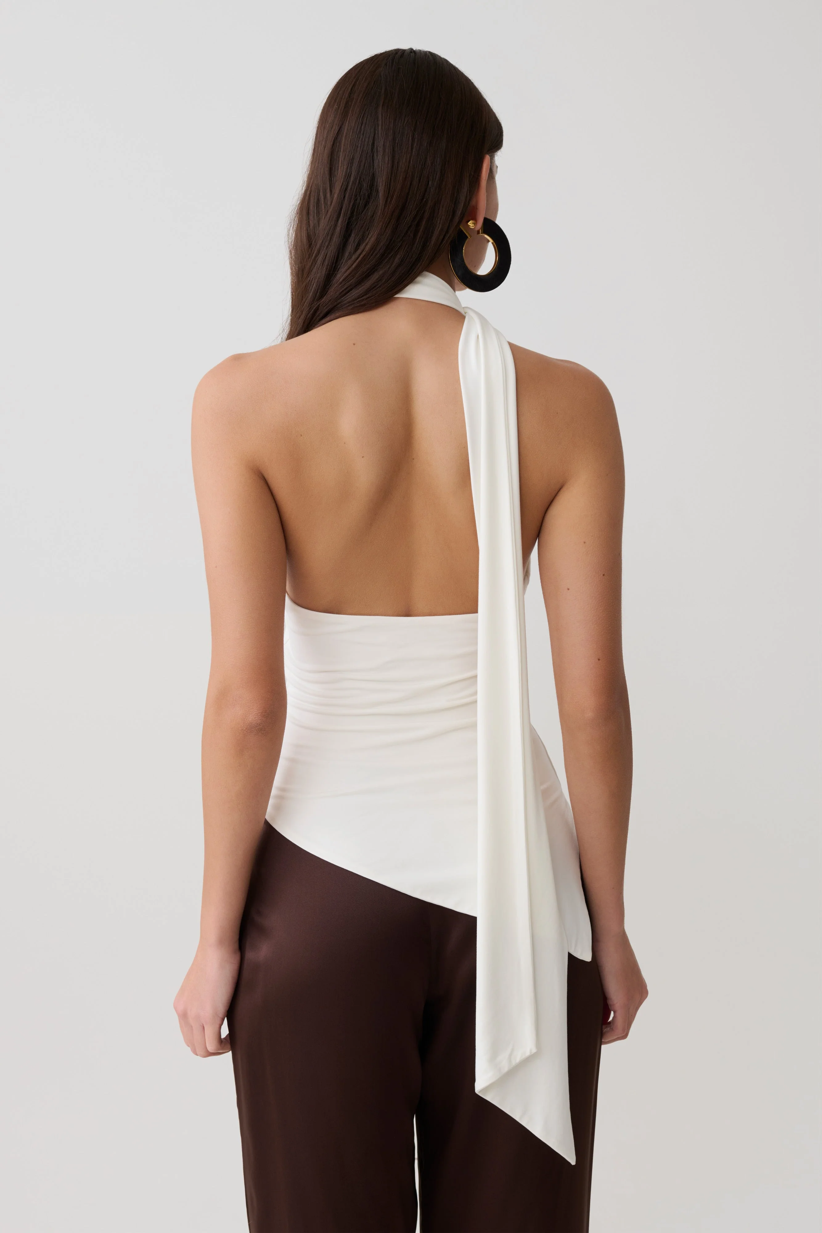 Jemma One Shoulder Tie Top - White