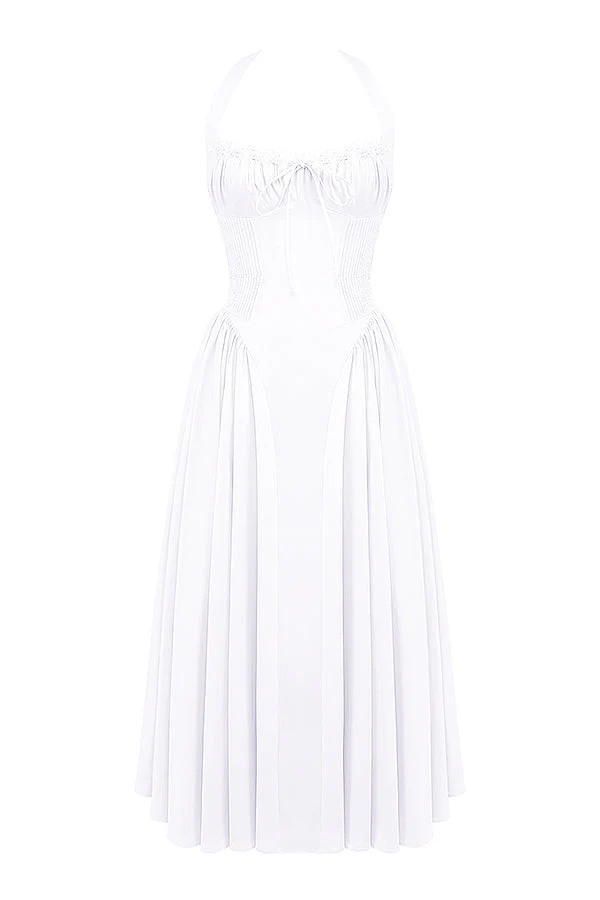 white cotton halter sundress