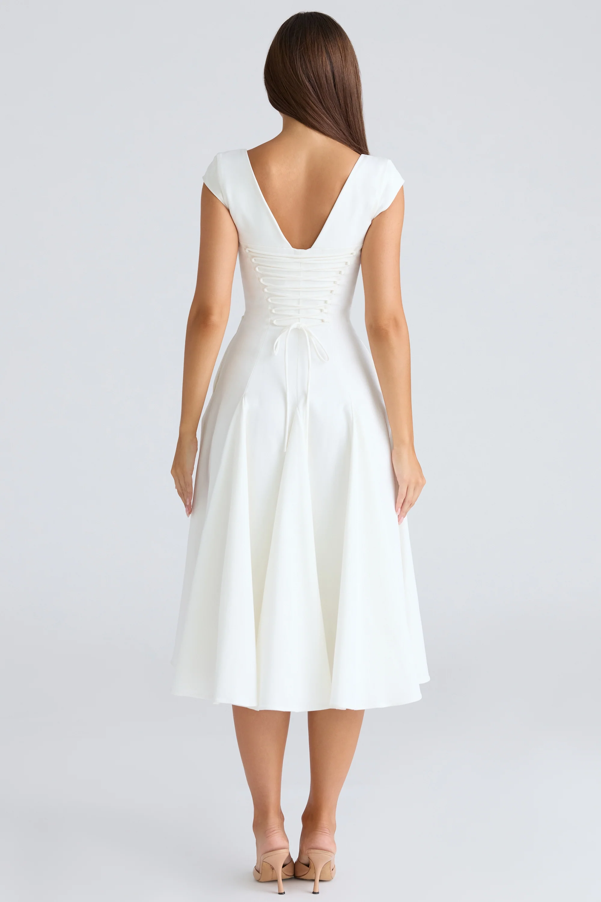 white square neck twill midi dress - luluinthesky