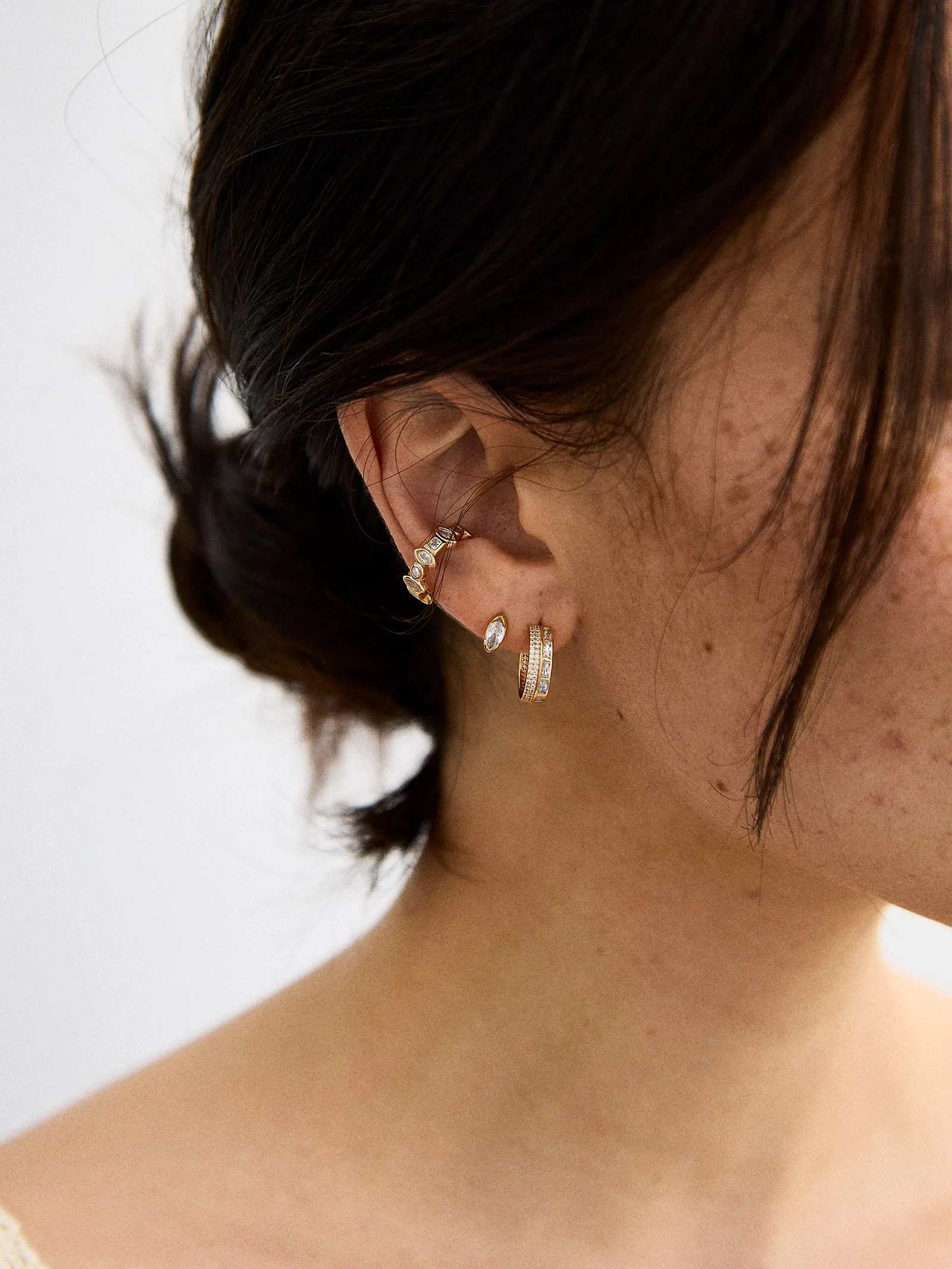 Maeve 14K Gold Earring Set - Gold/Pavé