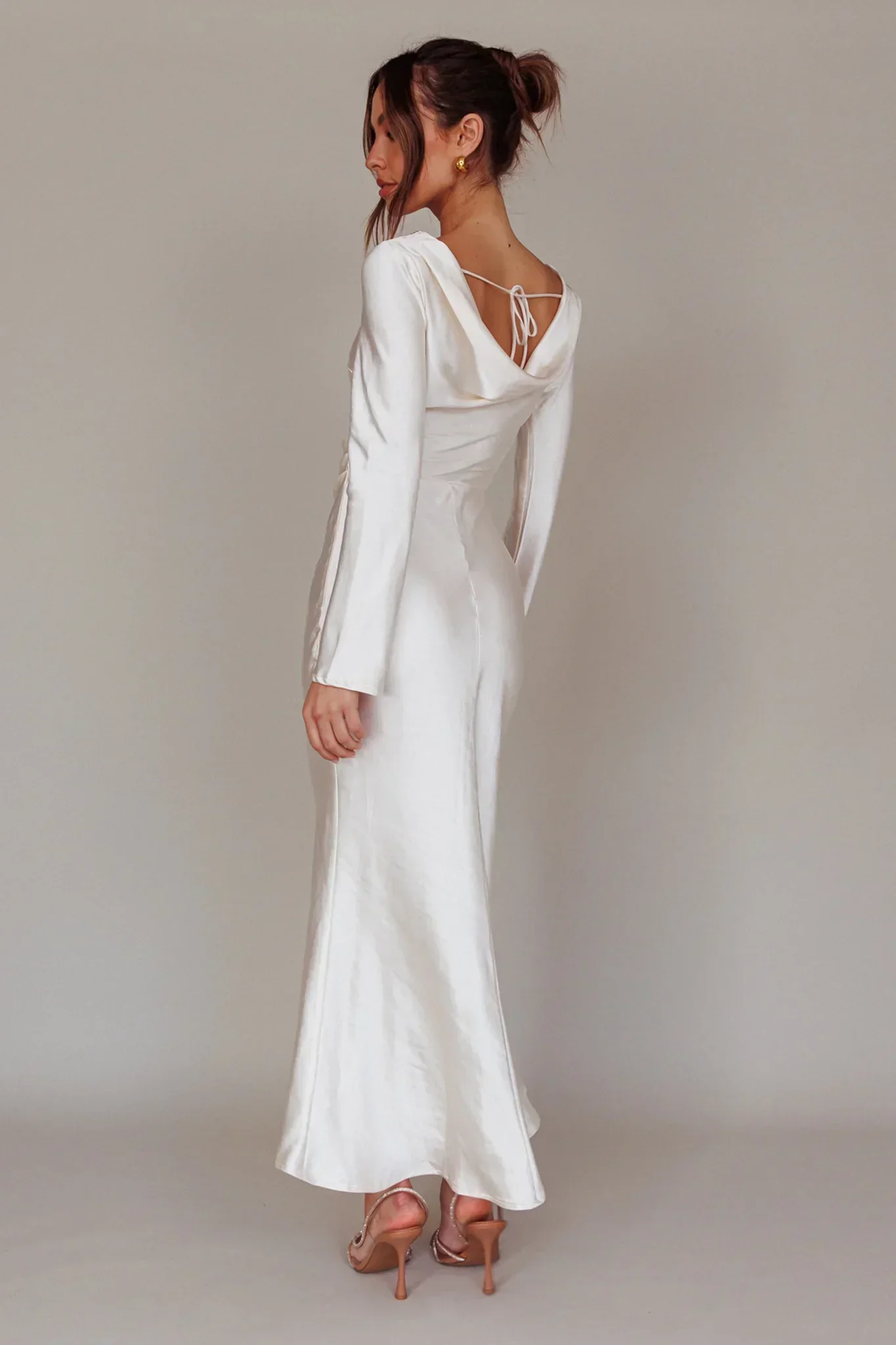 Loveland Cowl Back Midi Dress Oyster