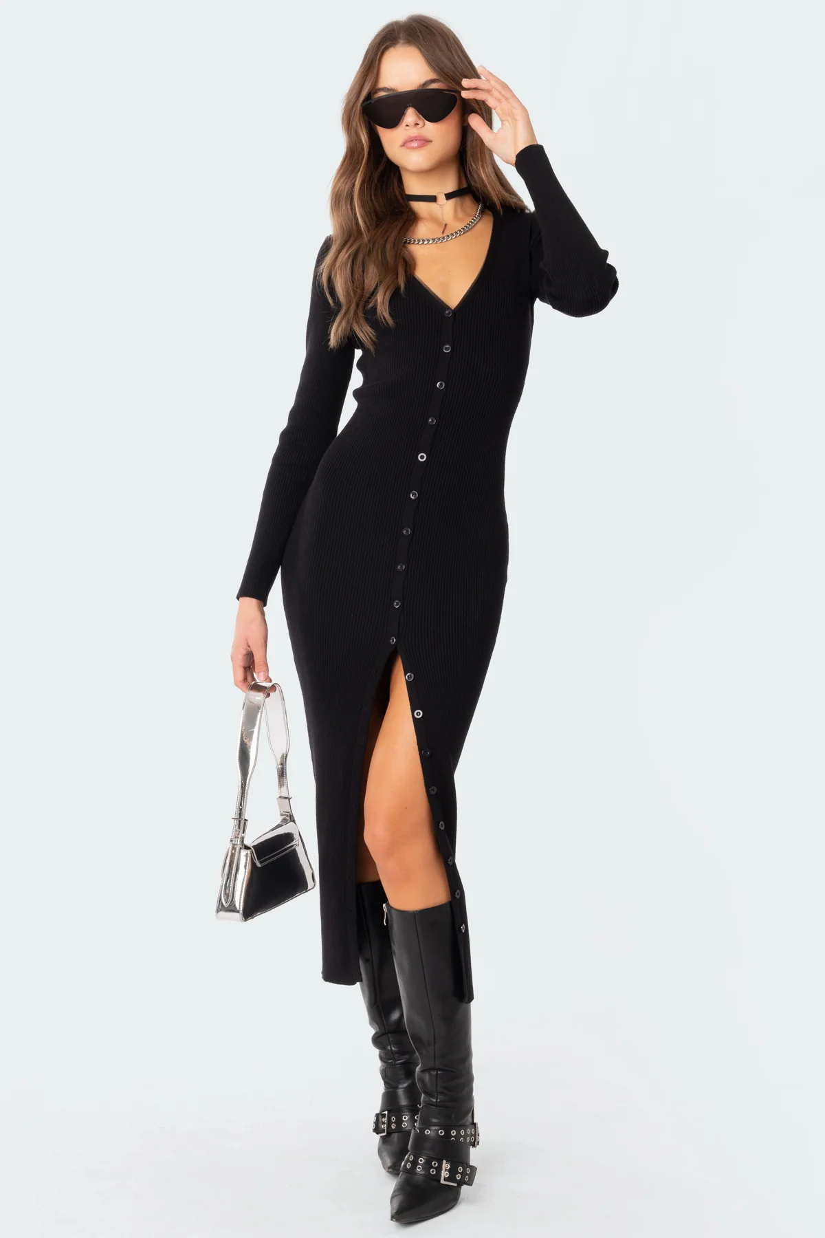 Margot Ruffle Hem Ribbed Mini Dress