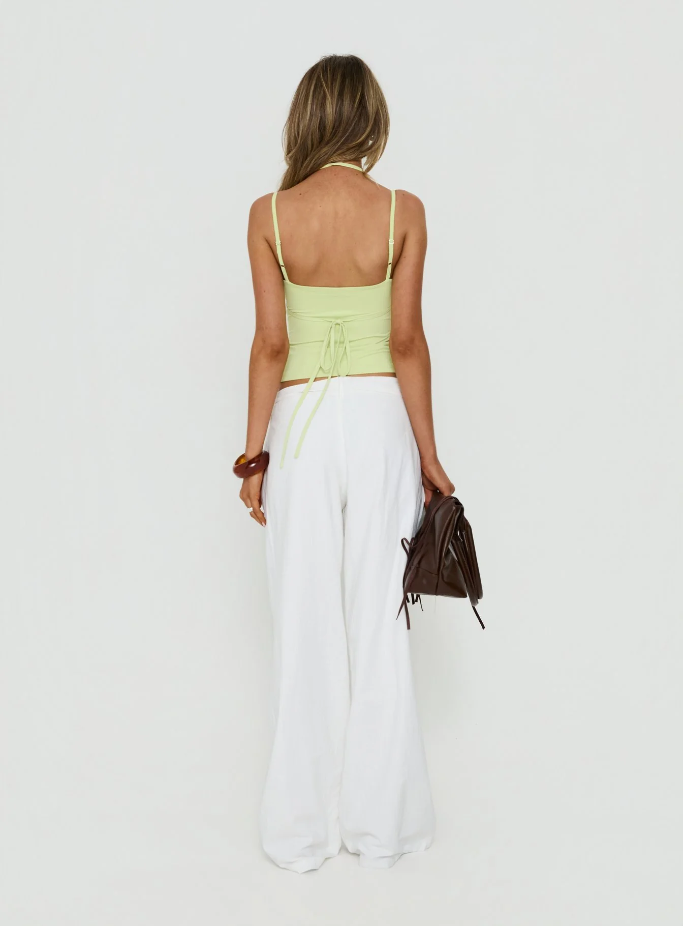 Mylana Straight Leg Tie Pants White