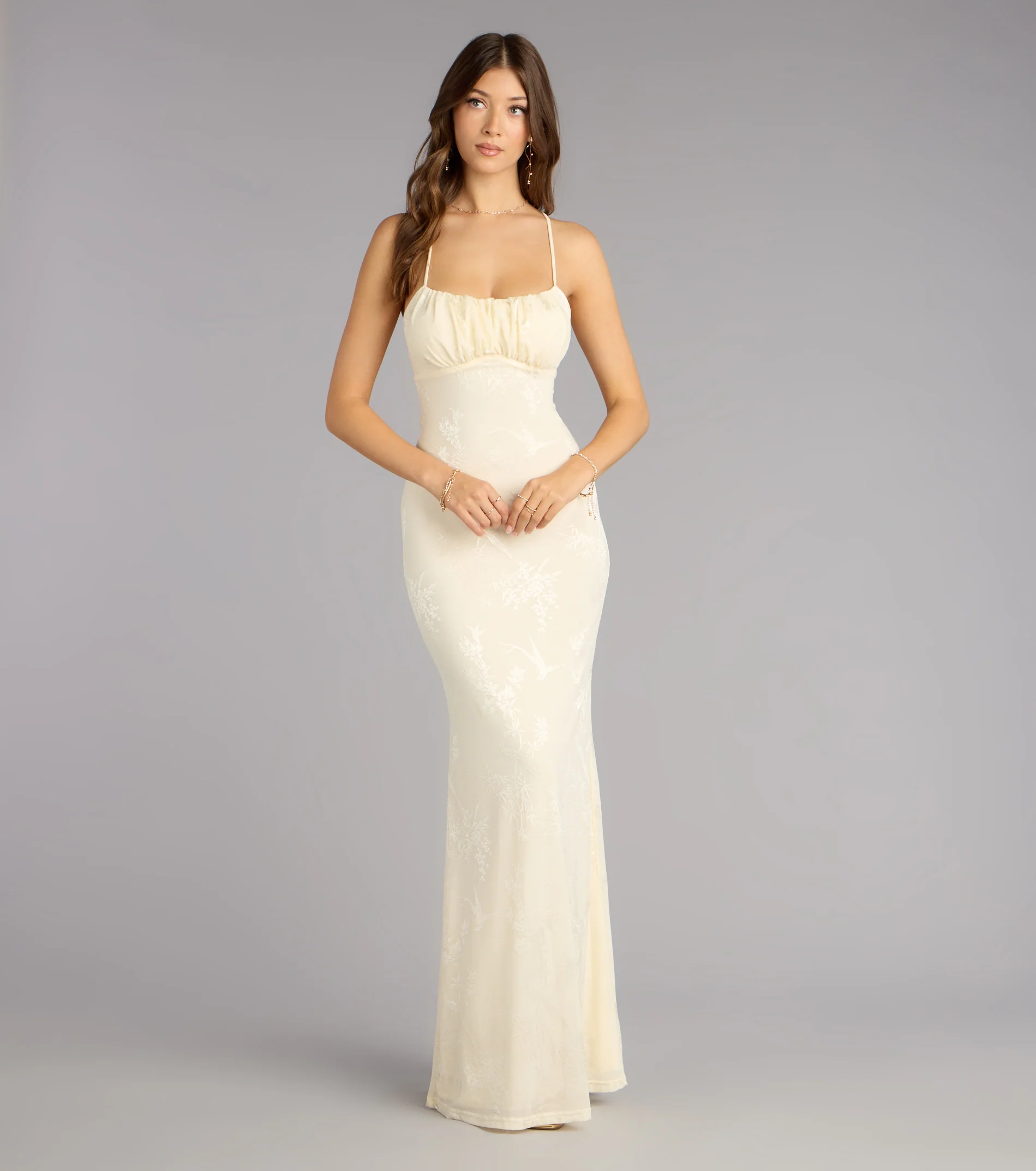 Elaine Jacquard Mesh Mermaid Dress - luluinthesky