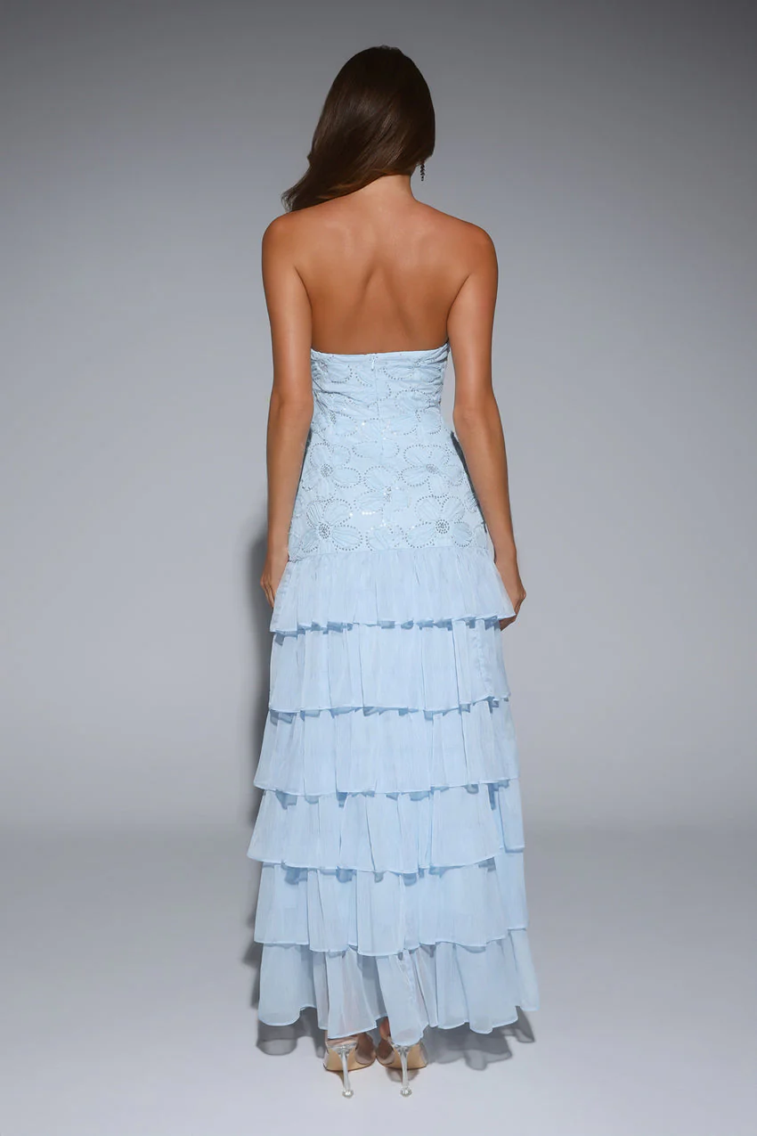 Dream State Strapless Maxi Dress Blue - luluinthesky