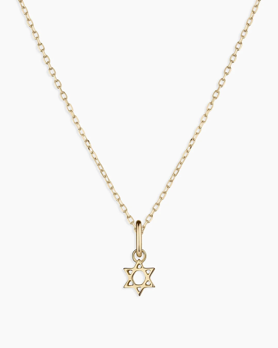 14K Gold Star of David Charm Necklace