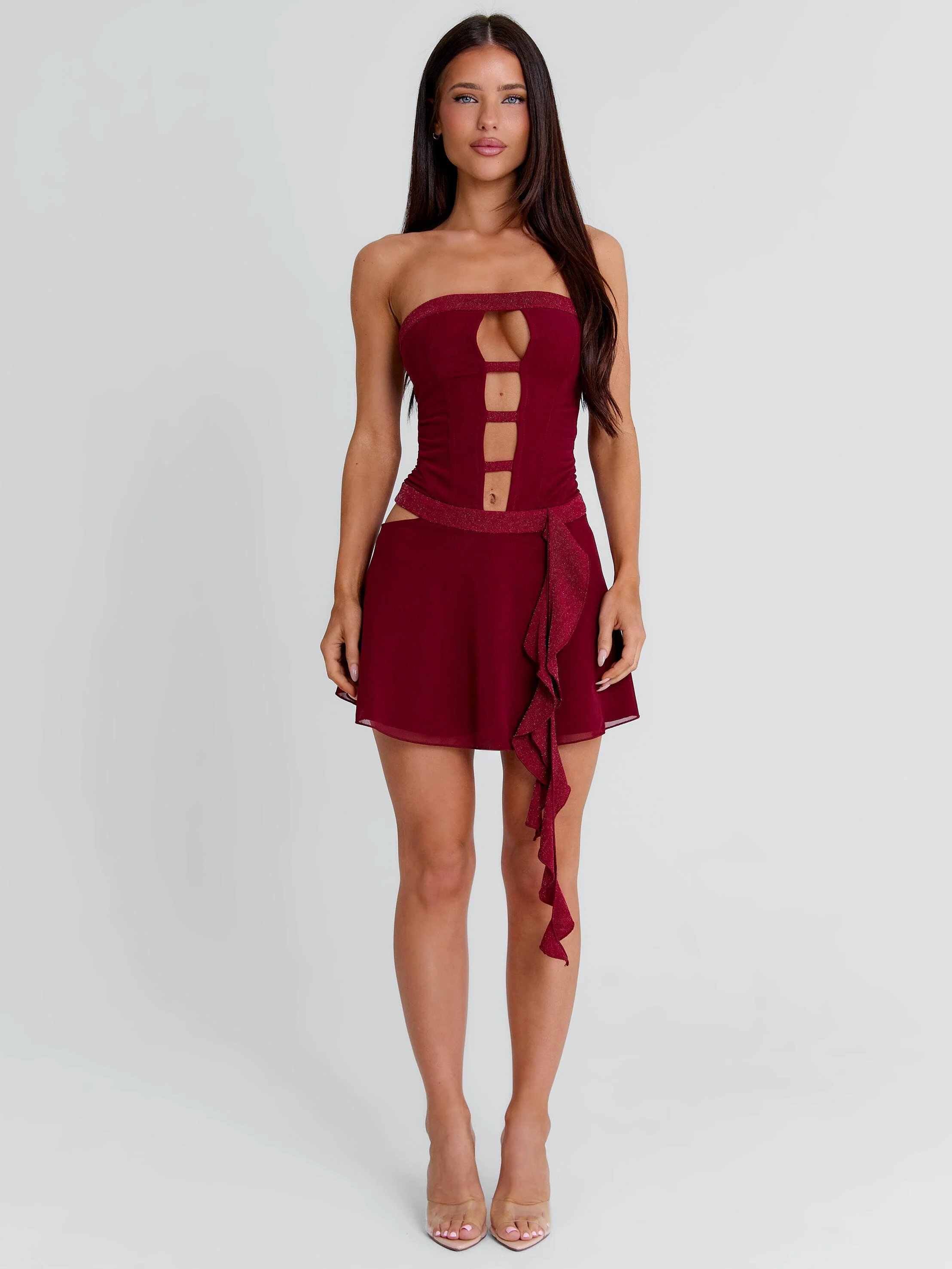 Nina Mini Dress Burgundy