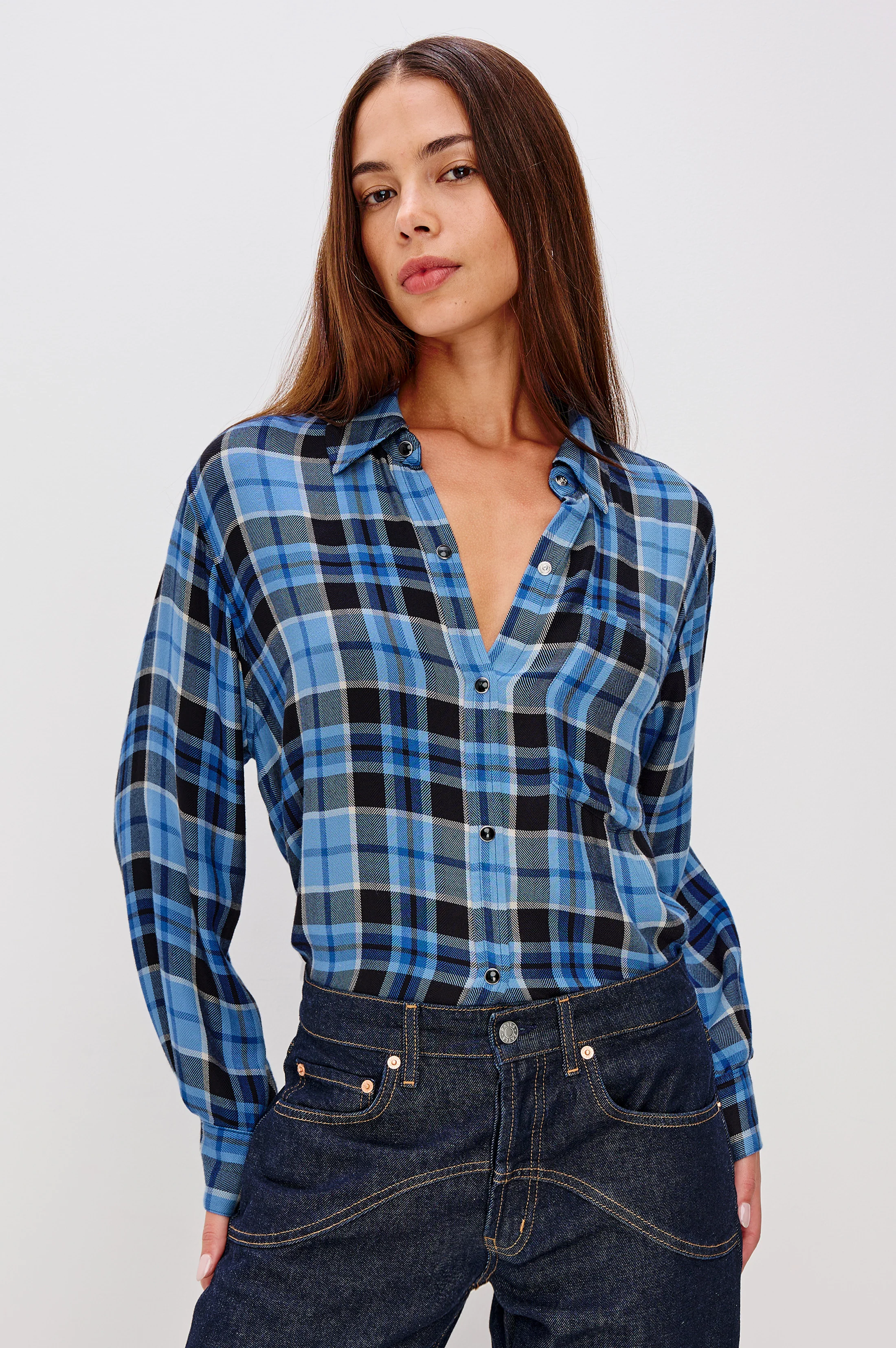 Malin Shirt - Midnight Blue White