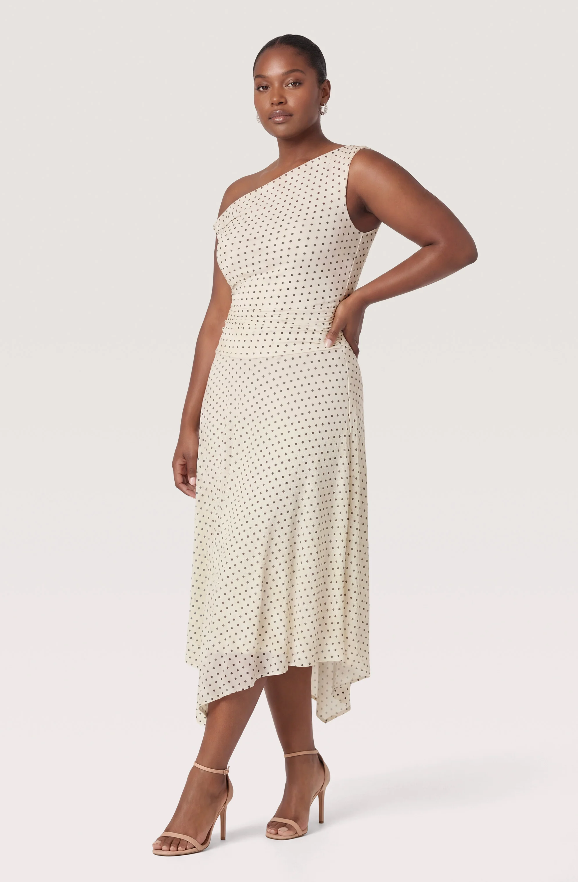 Ciarra Off-Shoulder Asymmetric Midi Dress
