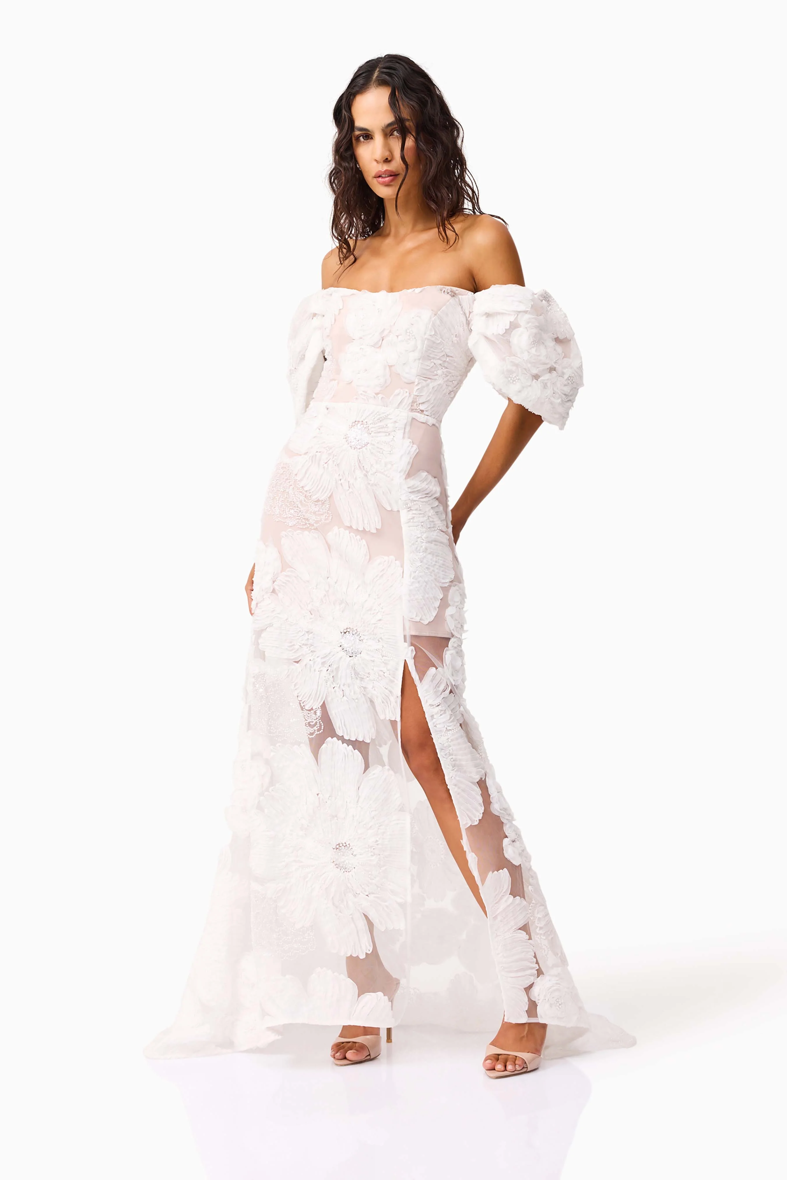 Roxana Off The Shoulder Gown in White