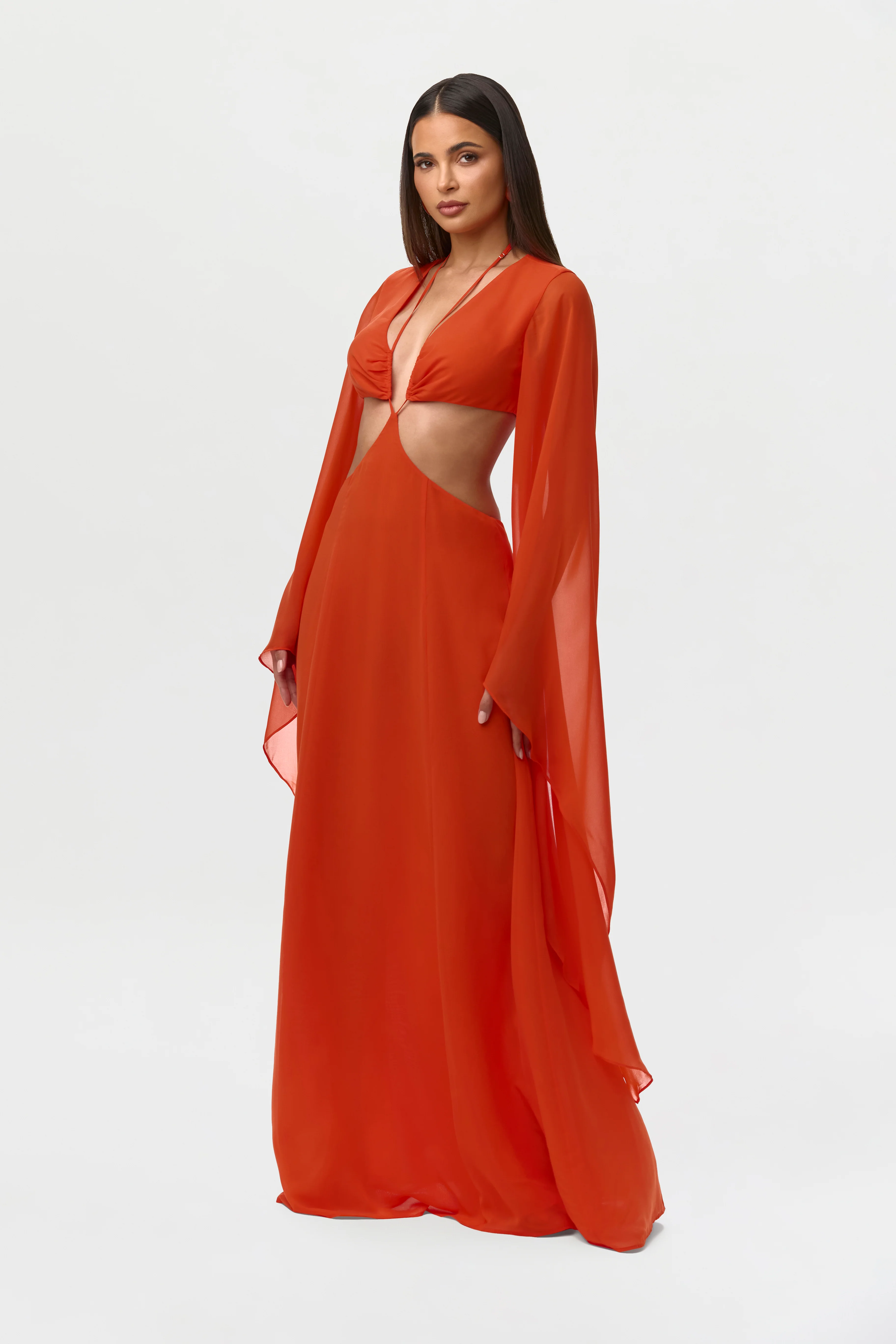Chiffon Cutout Maxi Dress