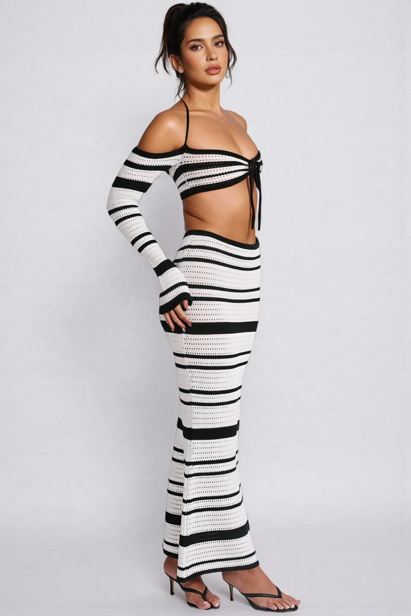 Tilde Striped Halter Top Maxi Dress Set