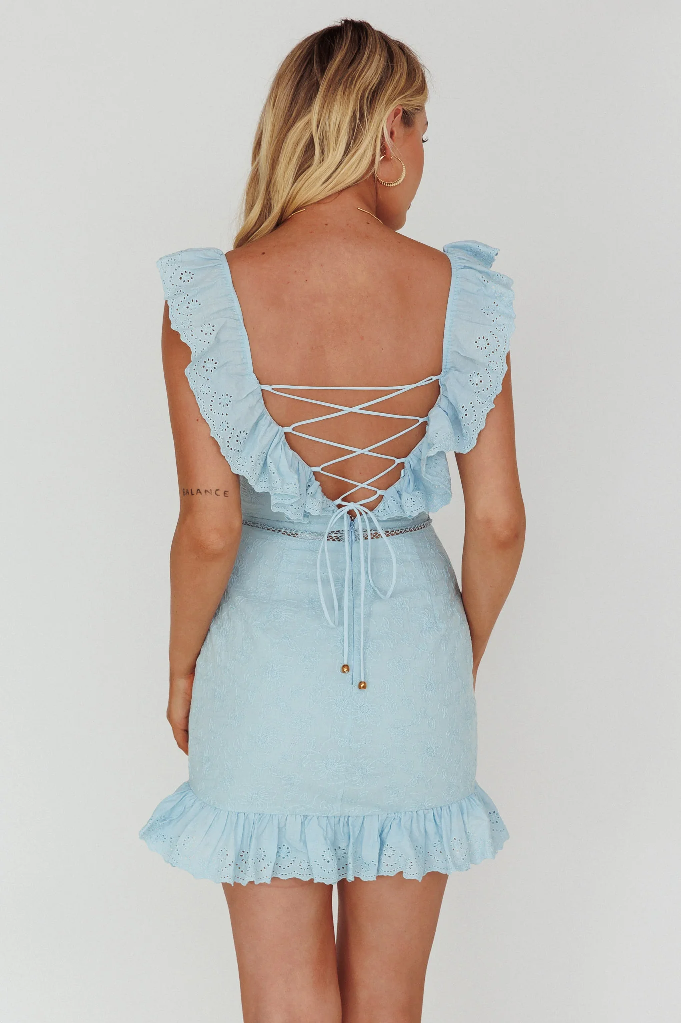Sweet Melody Sweetheart Neckline Off-Shoulder Dress Lace Steel Blue