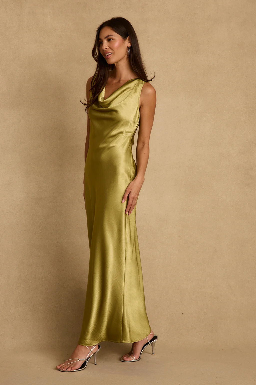 Dolce Chartreuse Satin Maxi Dress