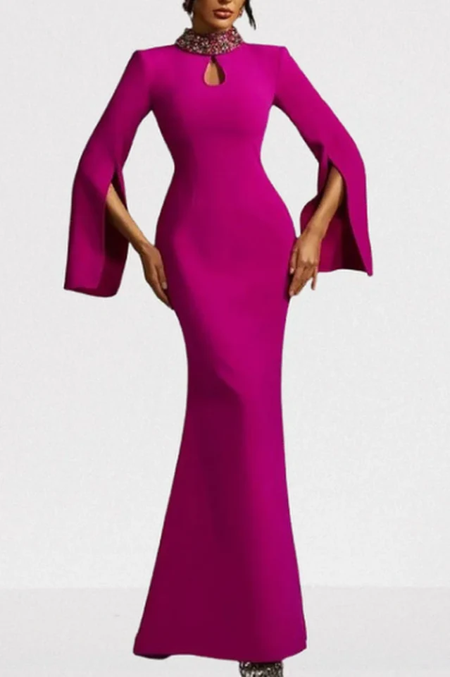 Laksha Cape Sleeve Cutout Maxi Dress