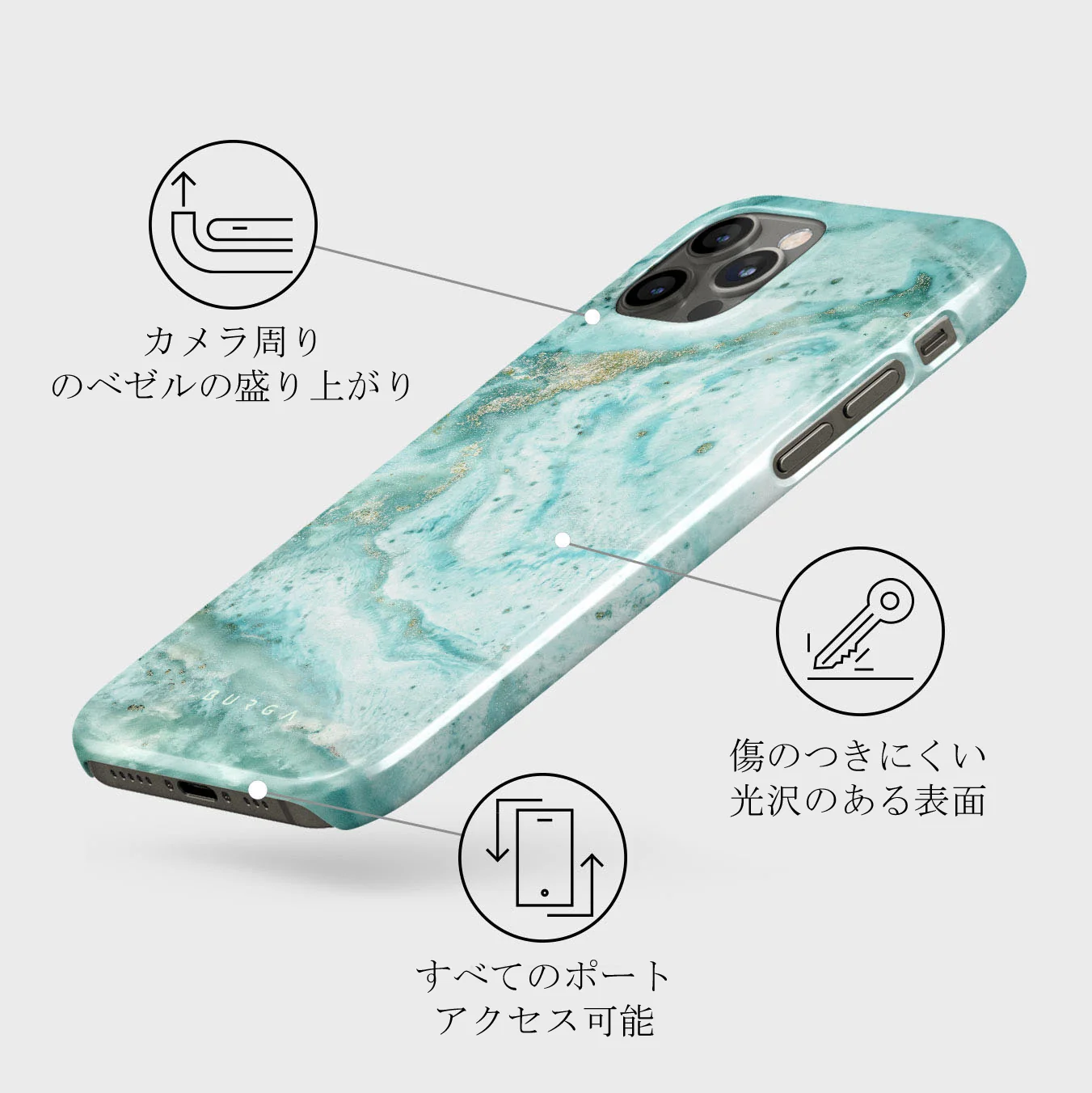 Uluwatu Waves - Teal iPhone 12 Pro ケース
