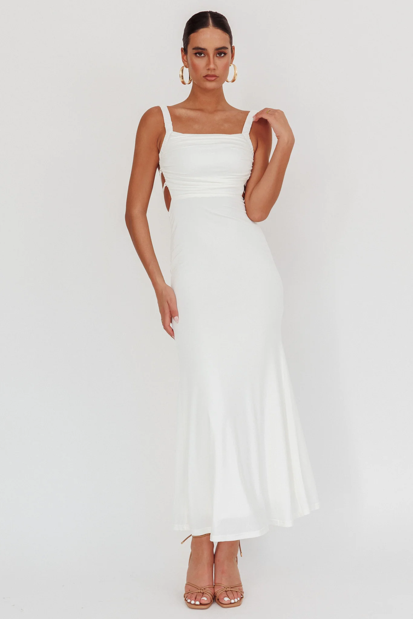 Dream Crush Lace-Up Back Maxi Dress White