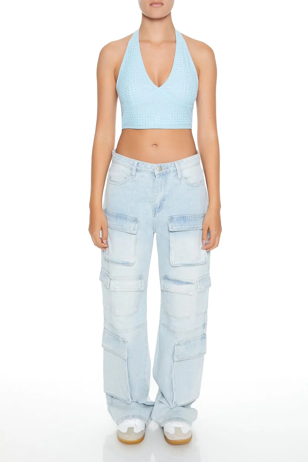 Sequin Halter Crop Top