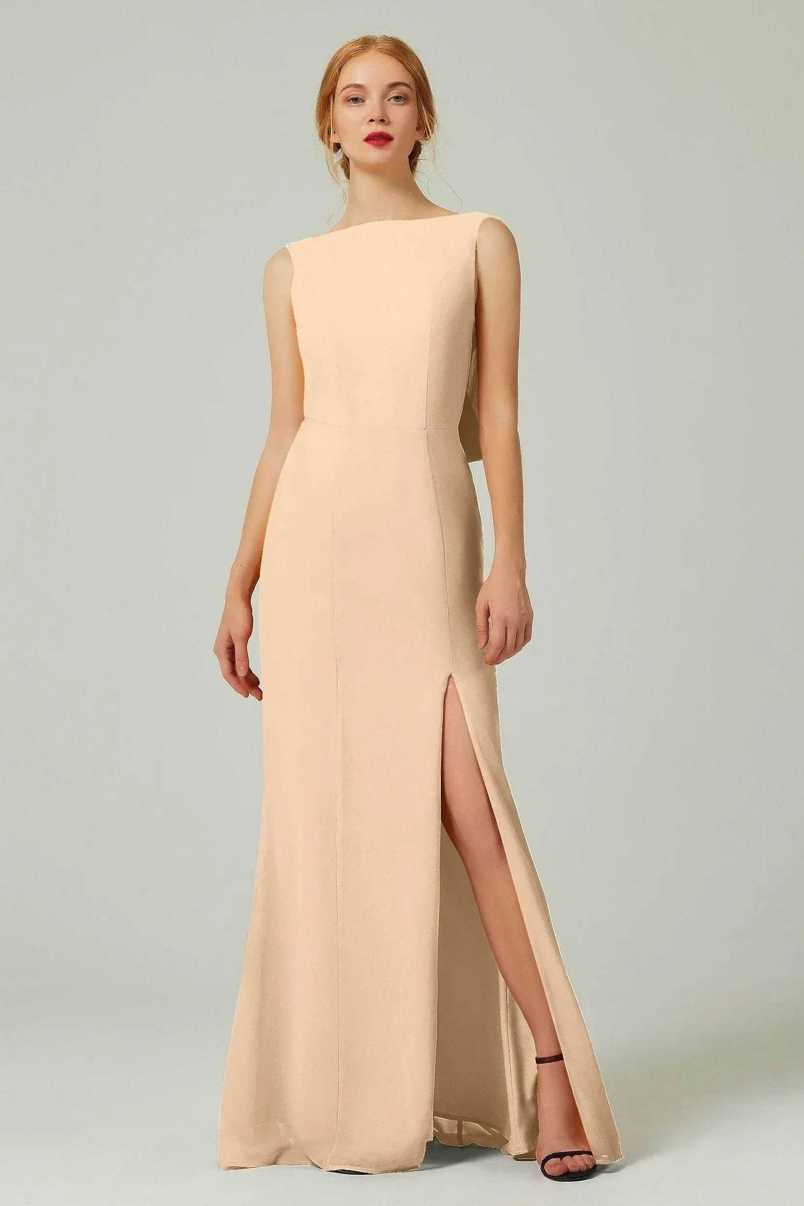 Sheath-Column Sweep-Brush Chiffon Bridesmaid Dress Formal Dresses CB0310