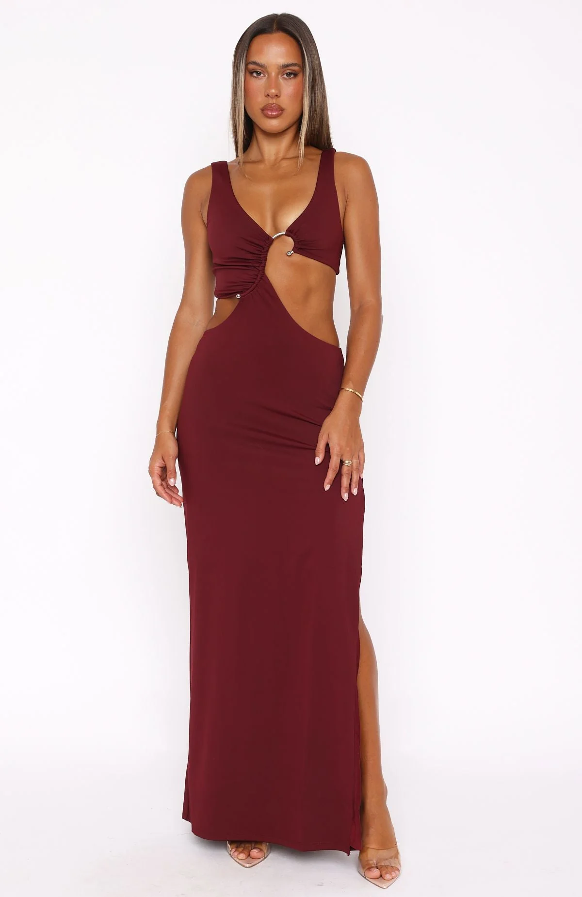 It Feels Wrong Maxi Dress Burgundy