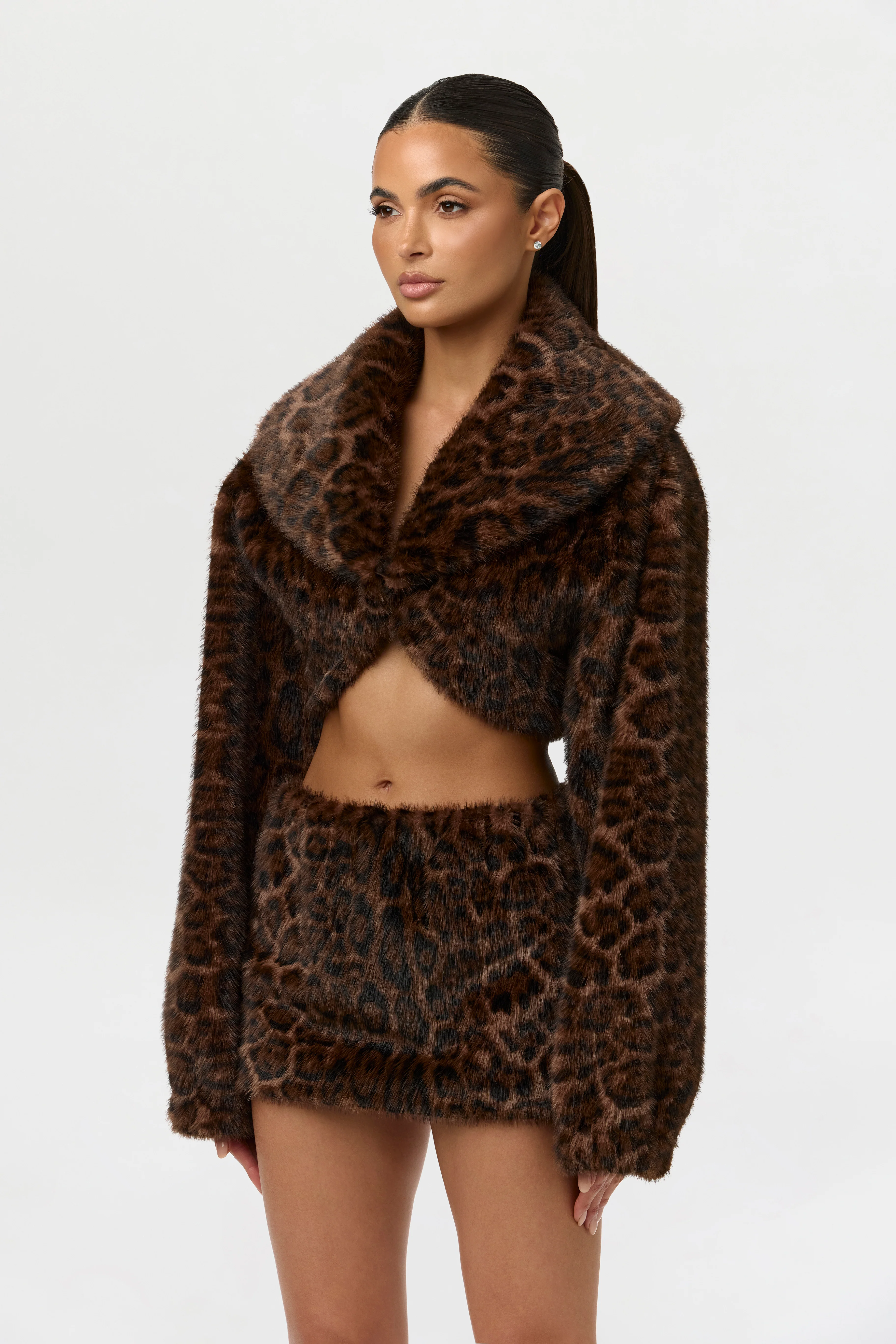 Faux Fur Leopard Mini Skirt