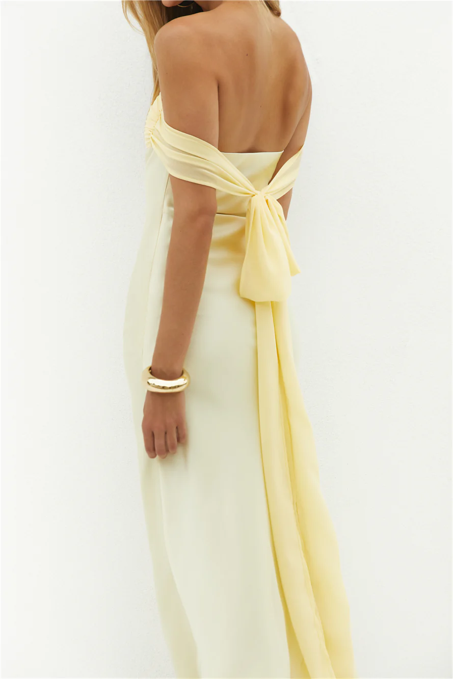 Cleo Cove Strapless Maxi Dress Butter Yellow - luluinthesky